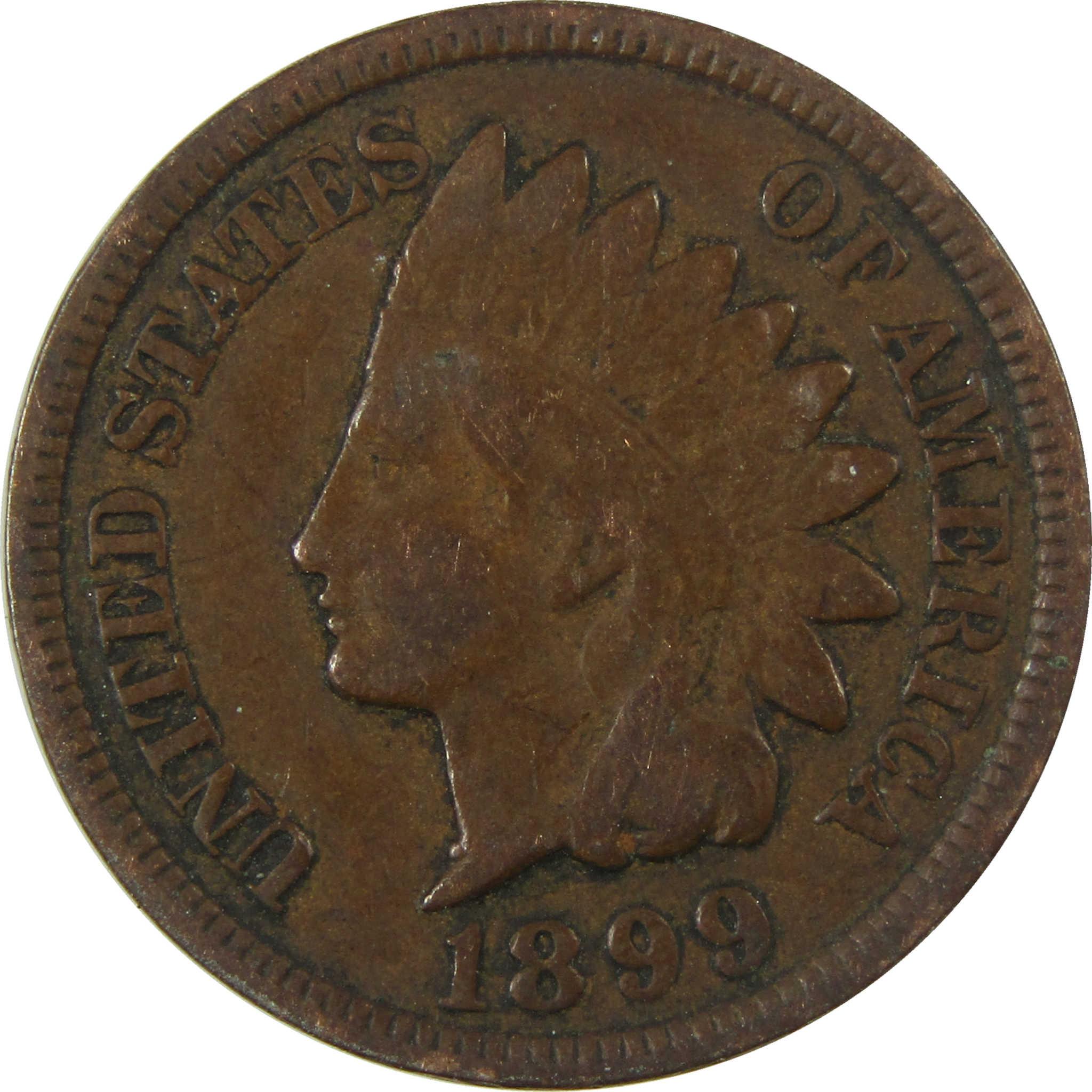 1899 Indian Head Cent F Fine Penny 1c Coin Collectible SKU:I26942