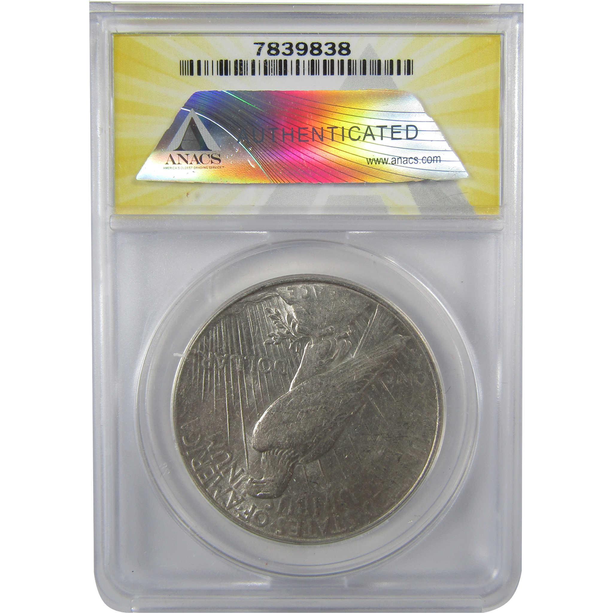 1923 D Peace Silver Dollar AU 53 ANACS $1 Coin SKU:I25634