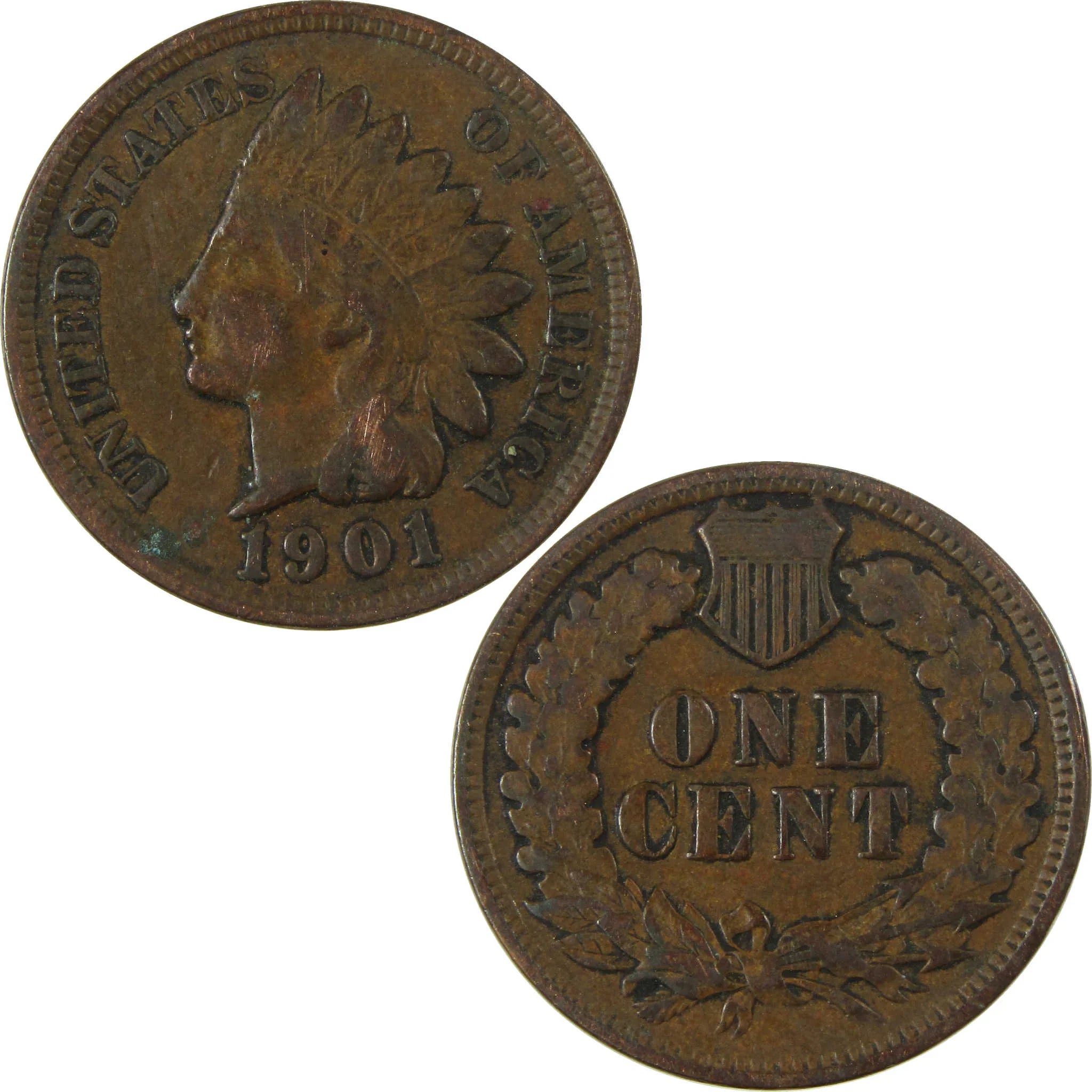 1901 Indian Head Cent VF Very Fine Penny 1c Coin SKU:I26928