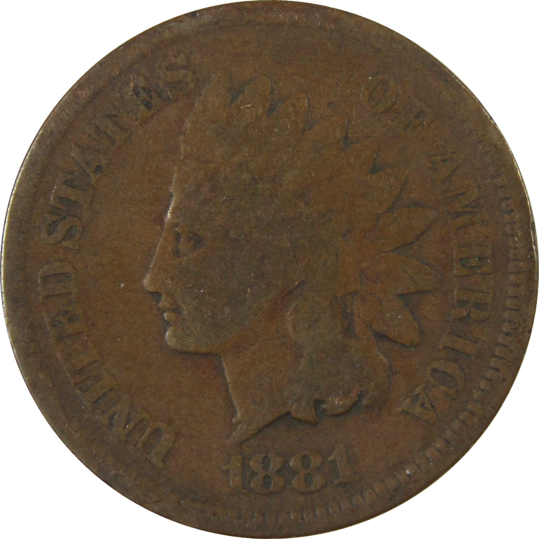 1881 Indian Head Cent G Good Penny 1c Coin SKU:I27012