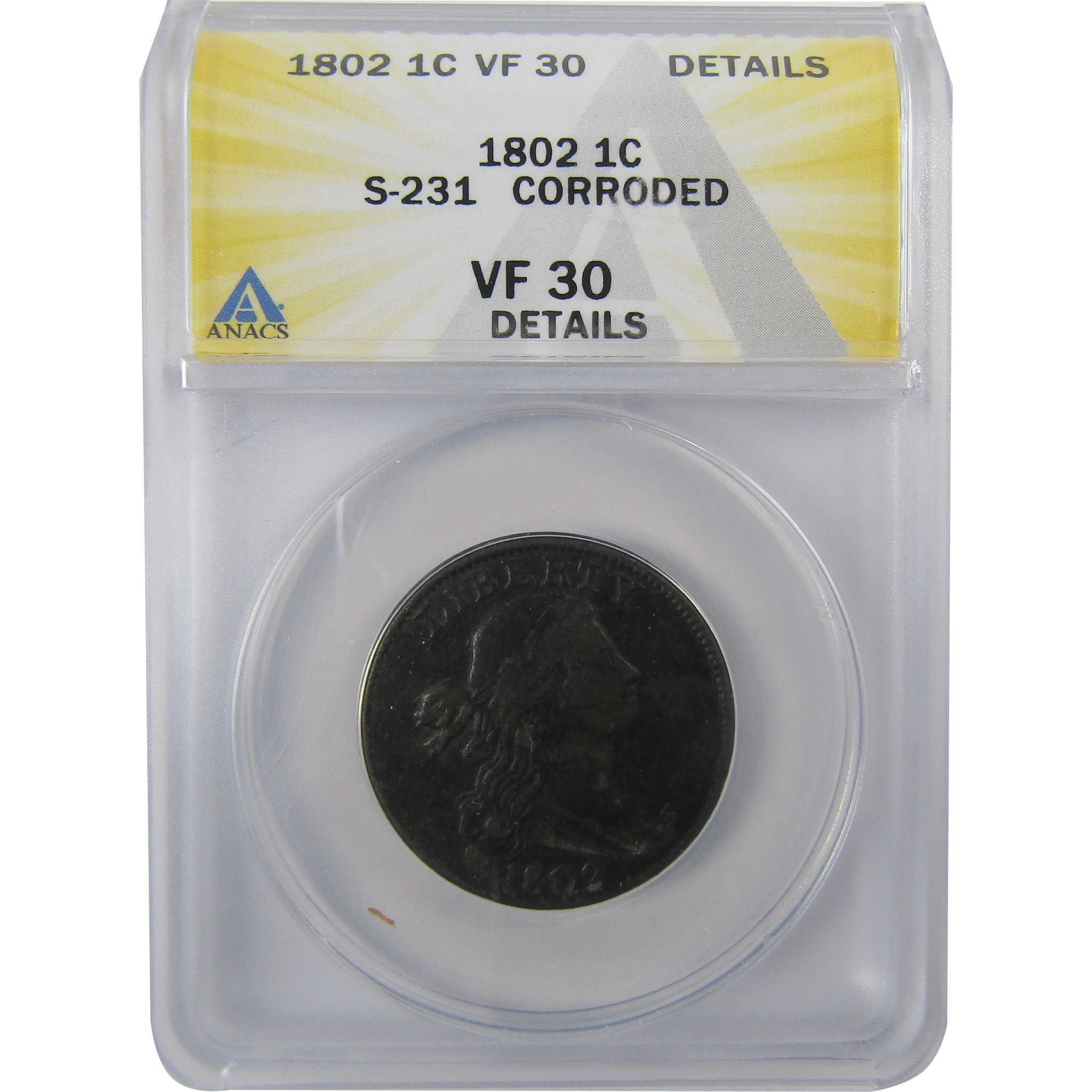 1802 Draped Bust Copper Large Cent VF 30 Details ANACS SKU:I25462