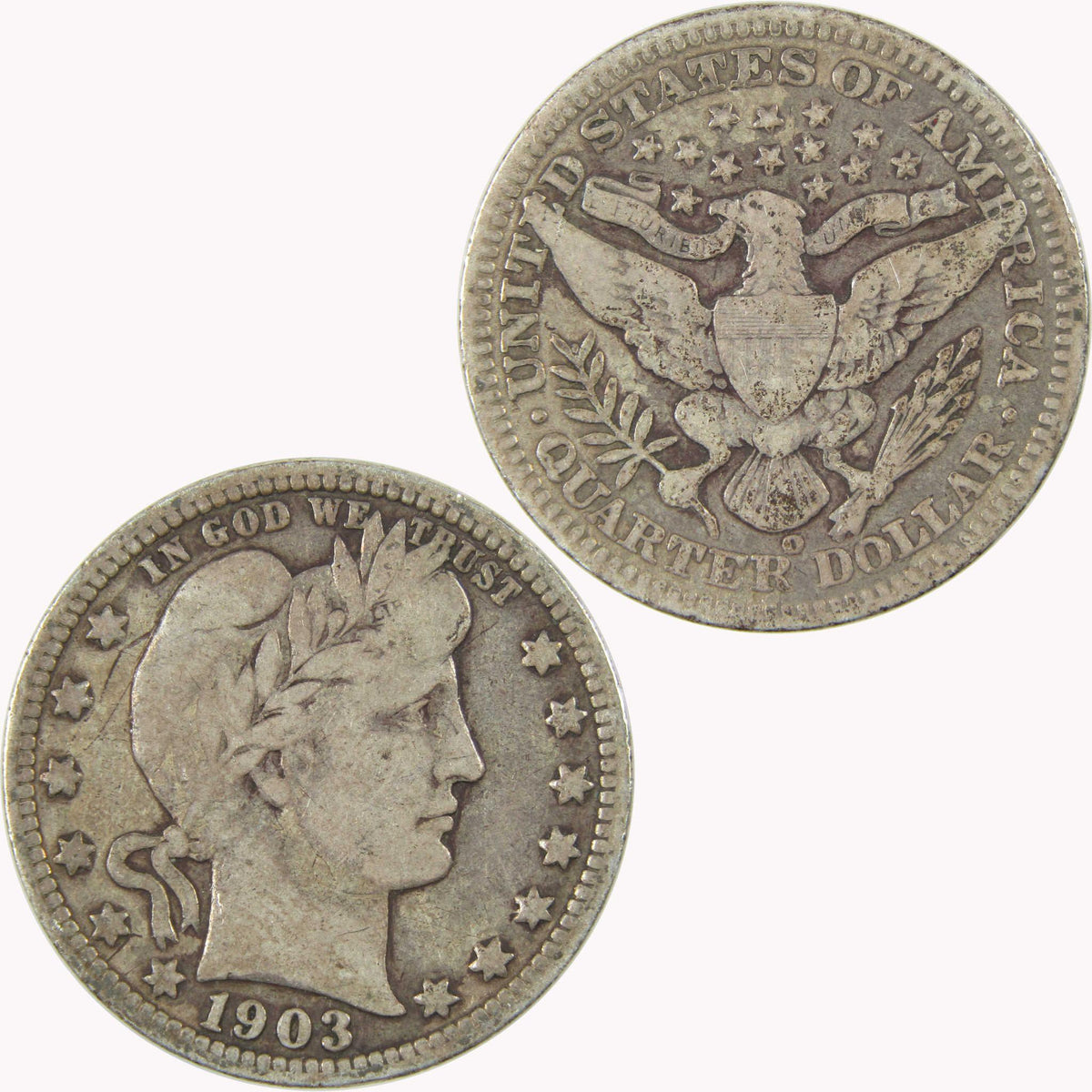 1903 O Barber Silver Quarter VG Very Good 25c Coin Collectible