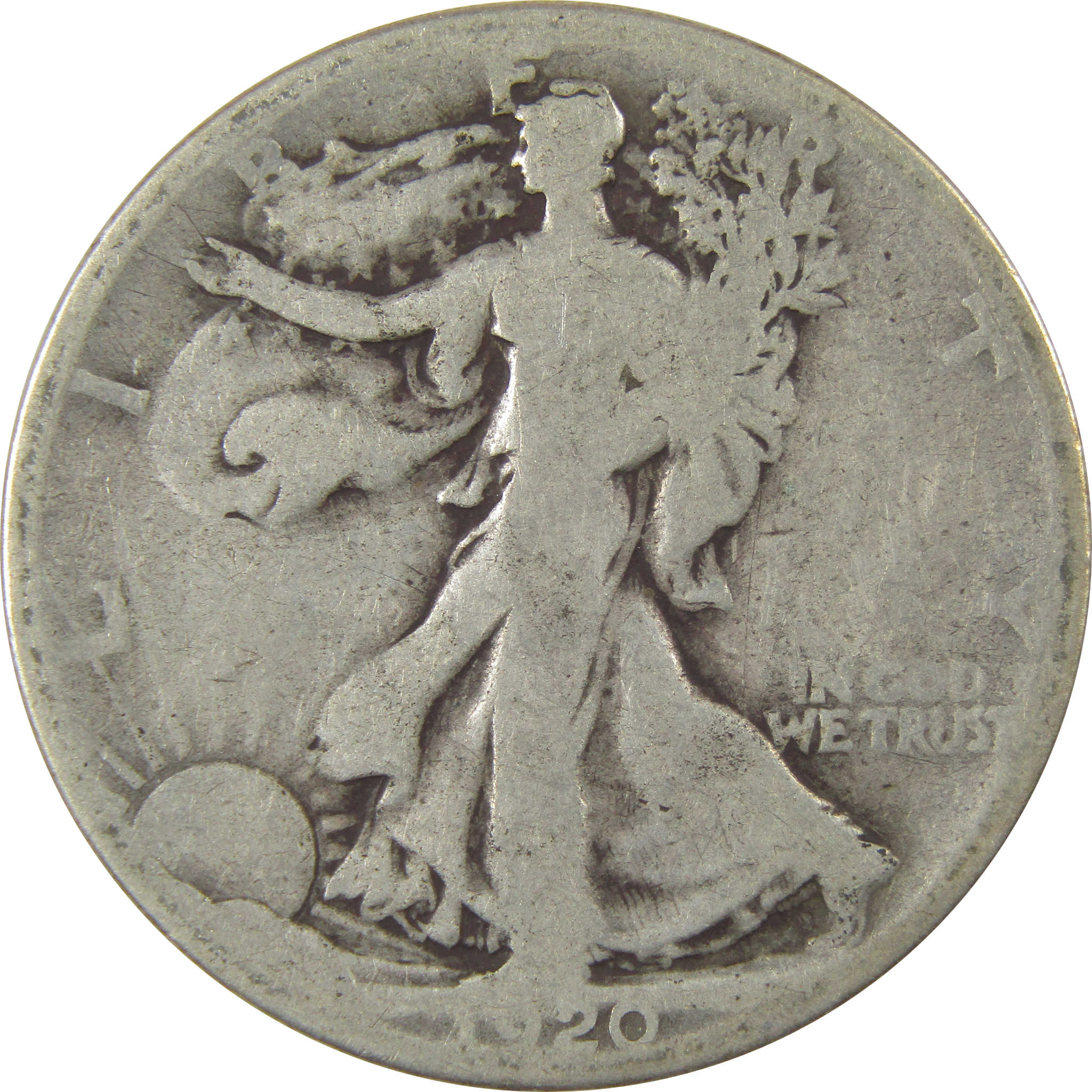 1920 S Liberty Walking Silver Half Dollar AG About Good SKU:I24149