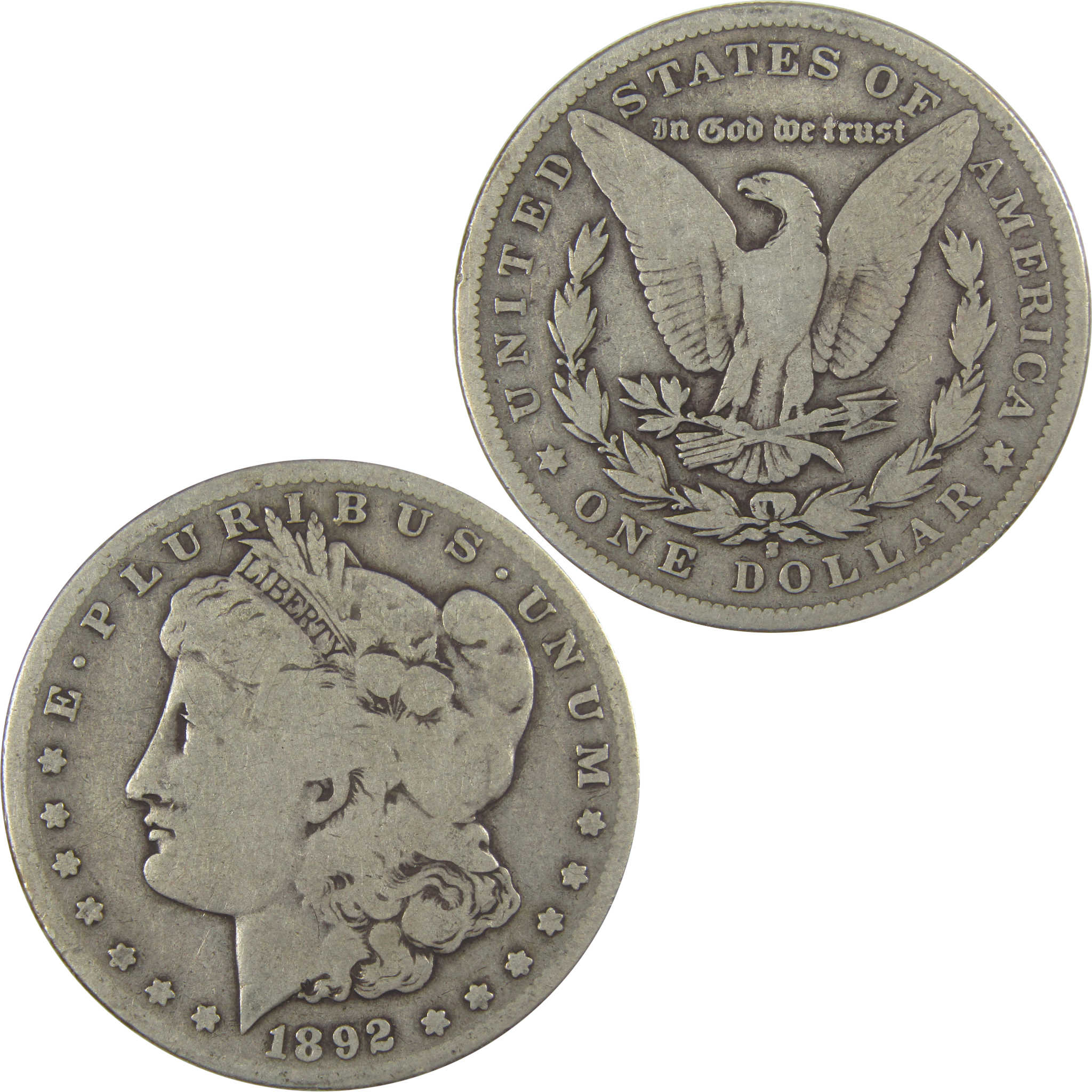 1892 S Morgan Dollar VG Very Good Silver $1 Coin SKU:CPC1091 - Morgan coin - Morgan silver dollar - Morgan silver dollar for sale - Profile Coins & Collectibles