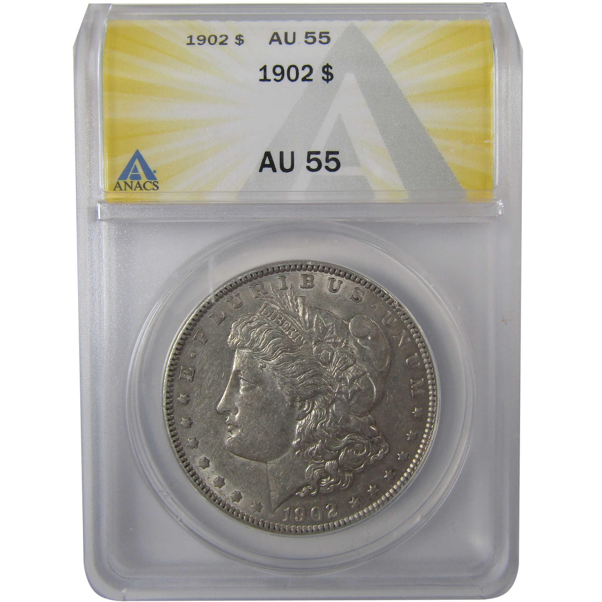 1902 Morgan Silver Dollar AU 55 ANACS $1 Coin SKU:I25046 - Morgan coin - Morgan silver dollar - Morgan silver dollar for sale - Profile Coins & Collectibles