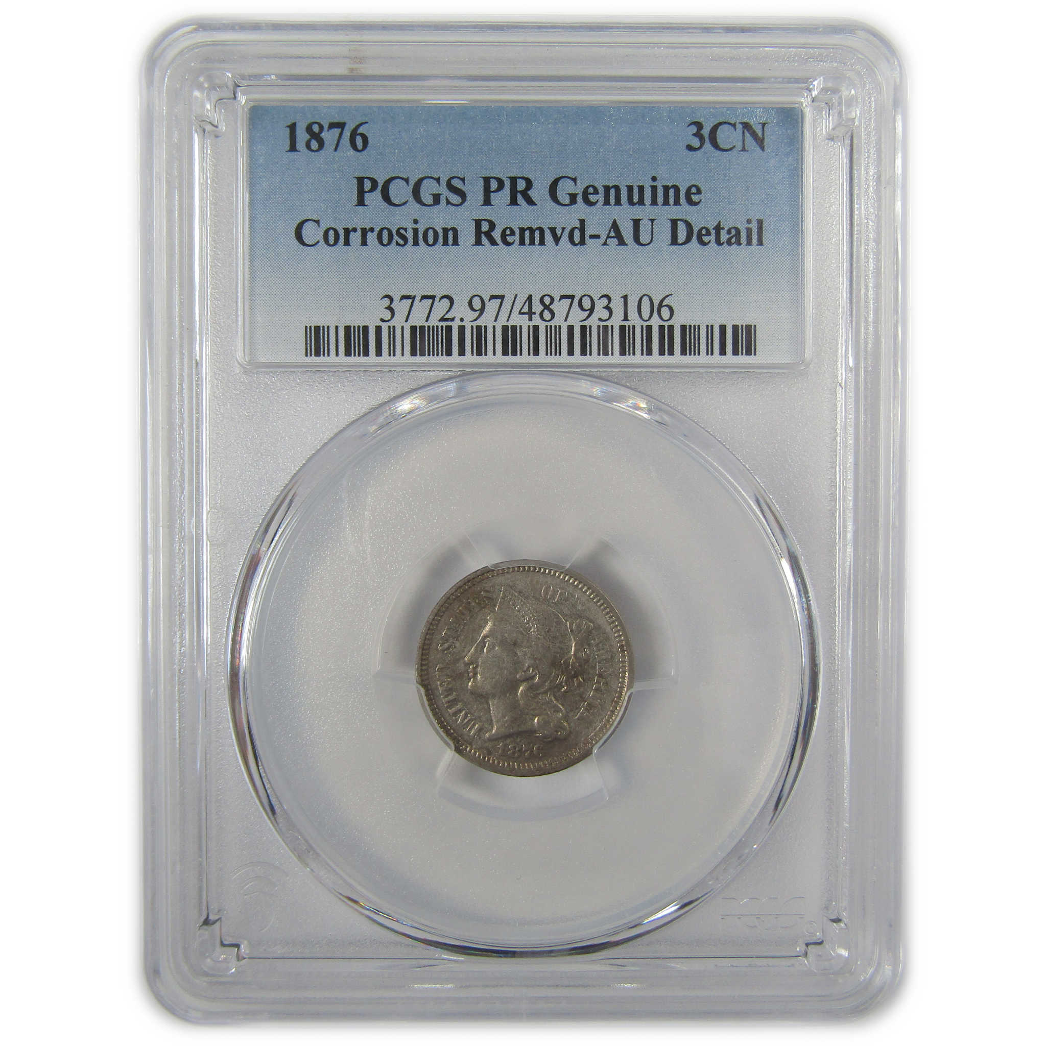 1876 Nickel Three Cent Piece AU Details PCGS 3c Coin SKU:I20019