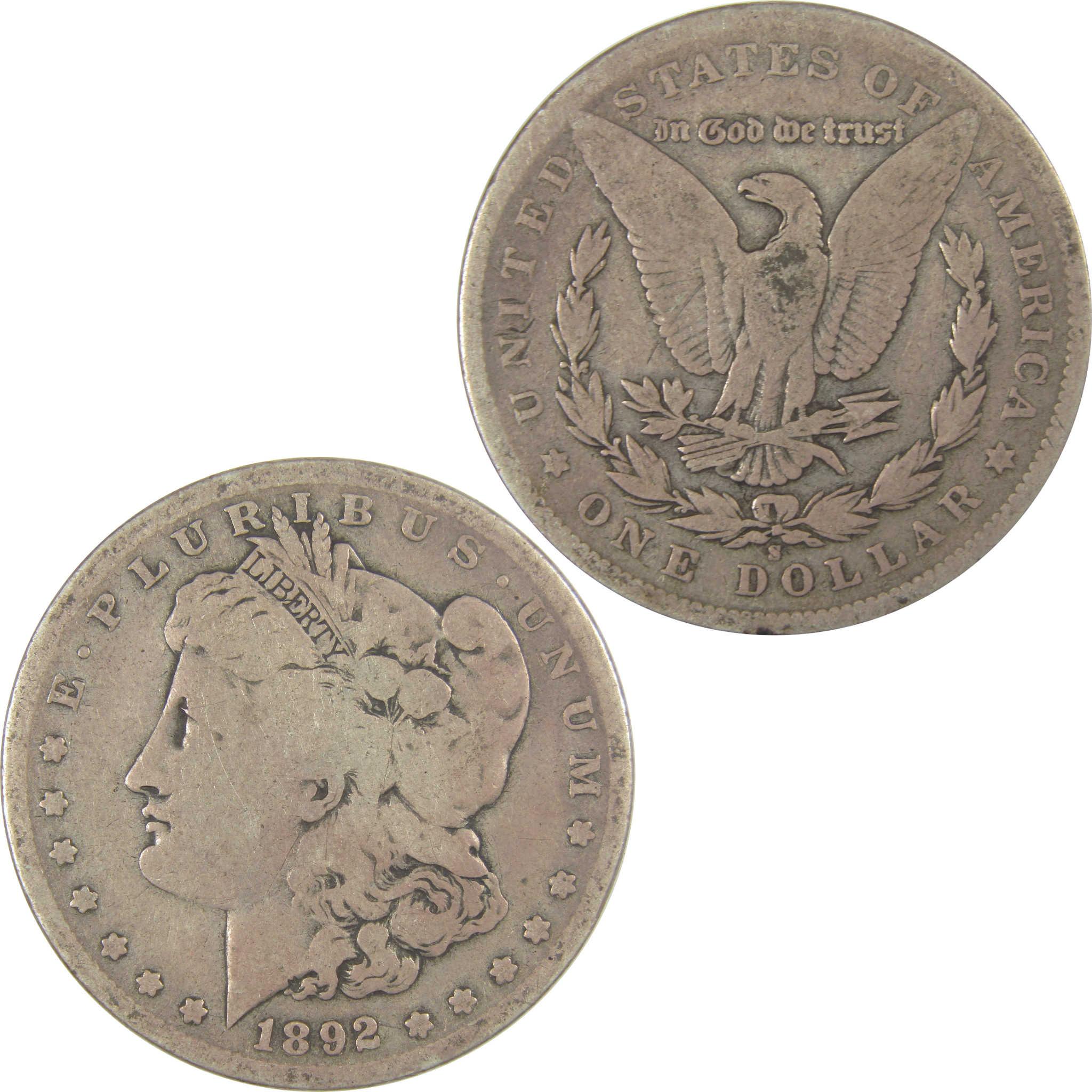 1892 S Morgan Dollar VG Very Good Silver $1 Coin SKU:CPC1041 - Morgan coin - Morgan silver dollar - Morgan silver dollar for sale - Profile Coins & Collectibles
