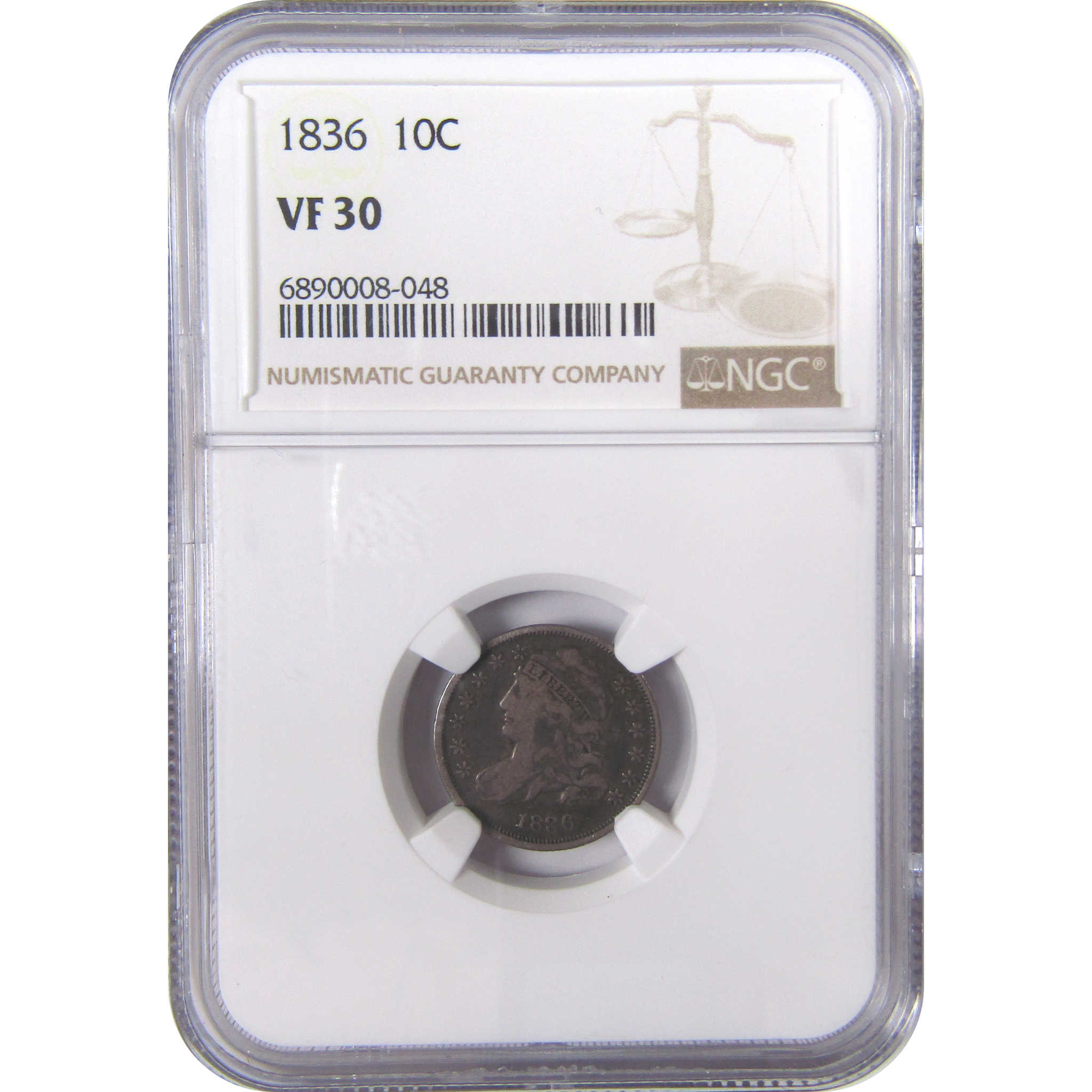 1836 Capped Bust Dime VF 30 NGC Silver 10c Coin SKU:I17378