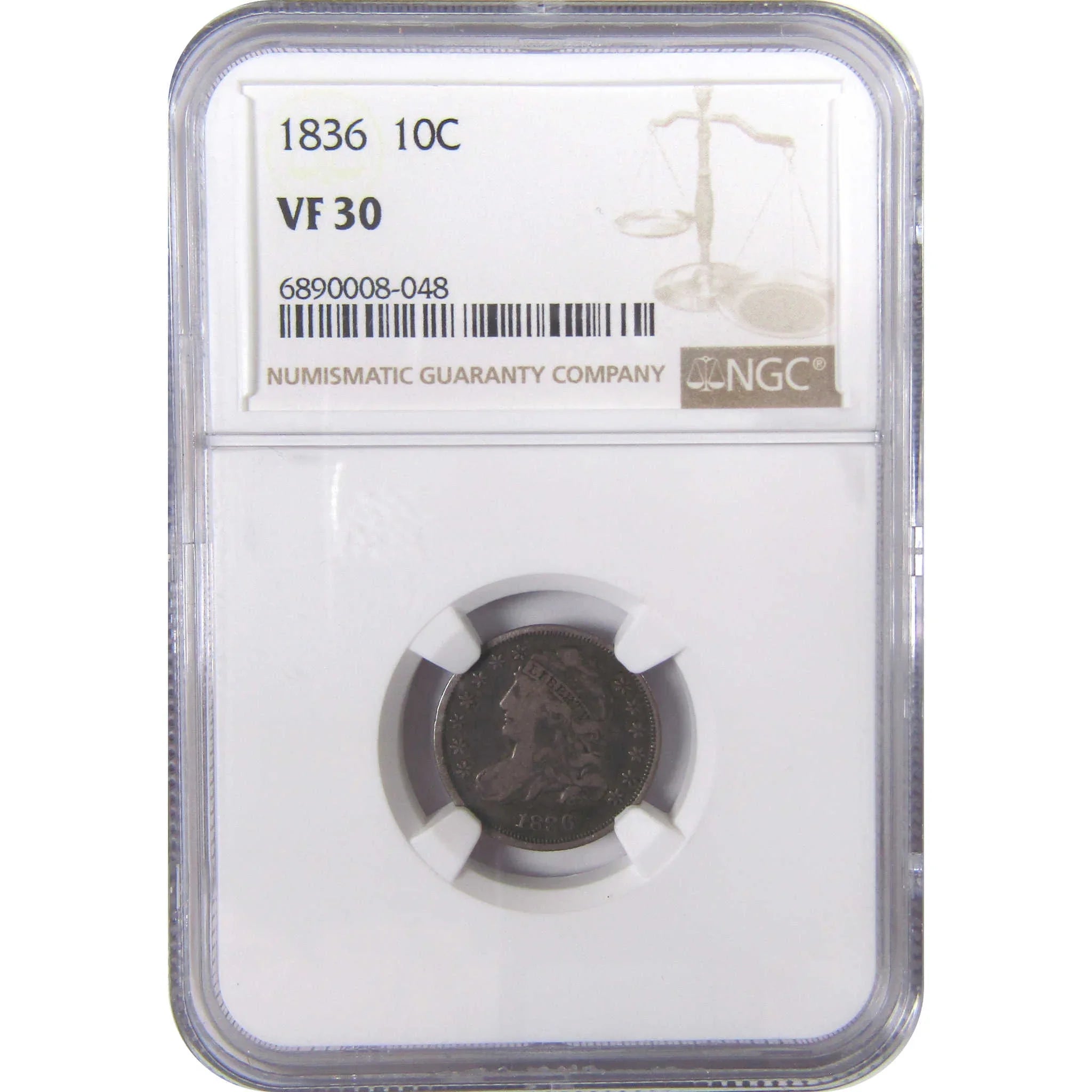 1836 Capped Bust Dime VF 30 NGC Silver 10c Coin SKU:I17378