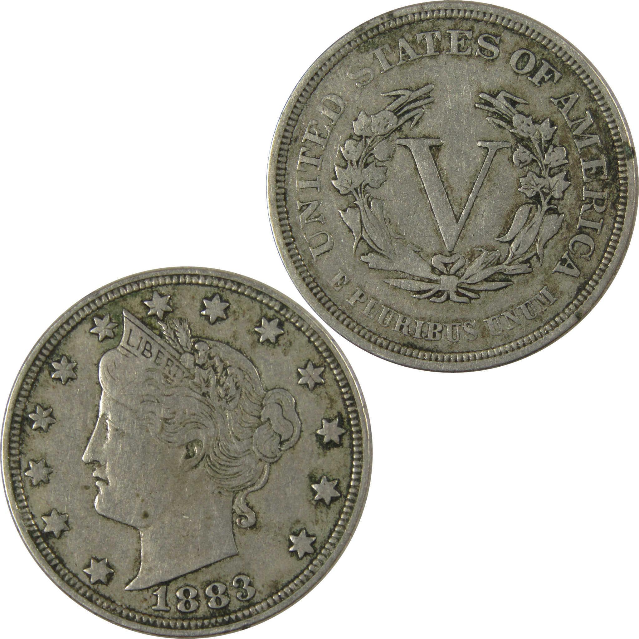 1883 No Cents Liberty Head V Nickel VF Very Fine 5c Coin SKU:I26515