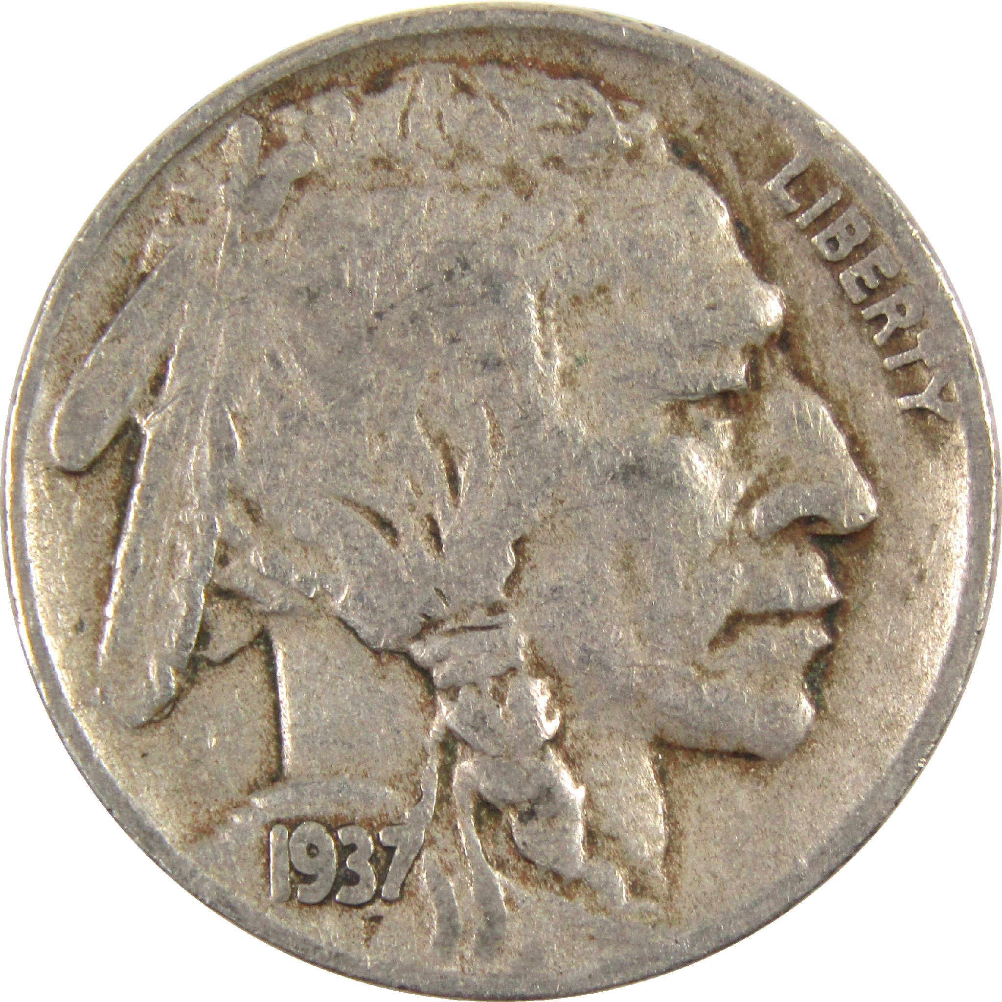 1937 D Indian Head Buffalo Nickel G Good 5c Coin