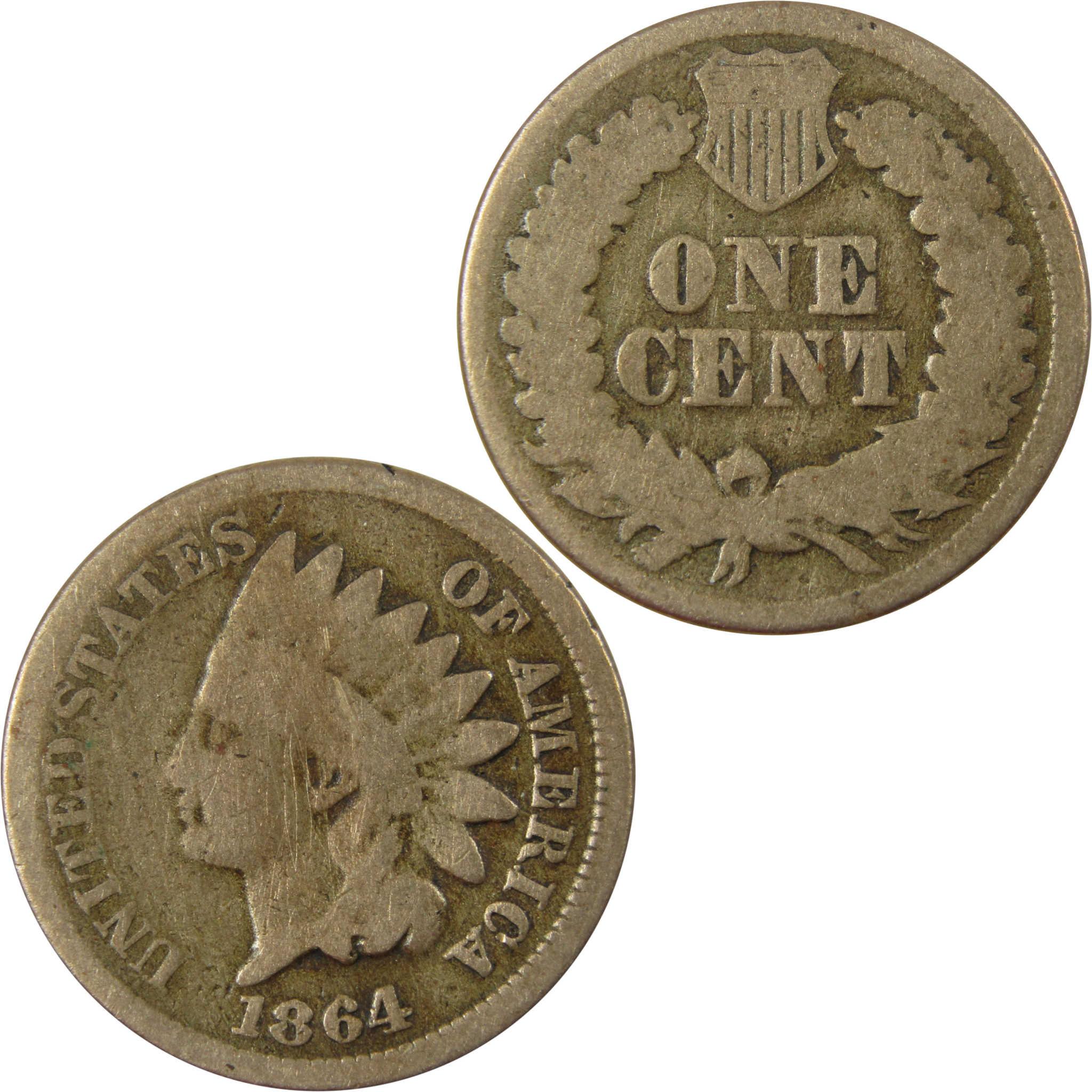 1864 Indian Head Copper-Nickel Cent G Good Details Penny SKU:CP1215