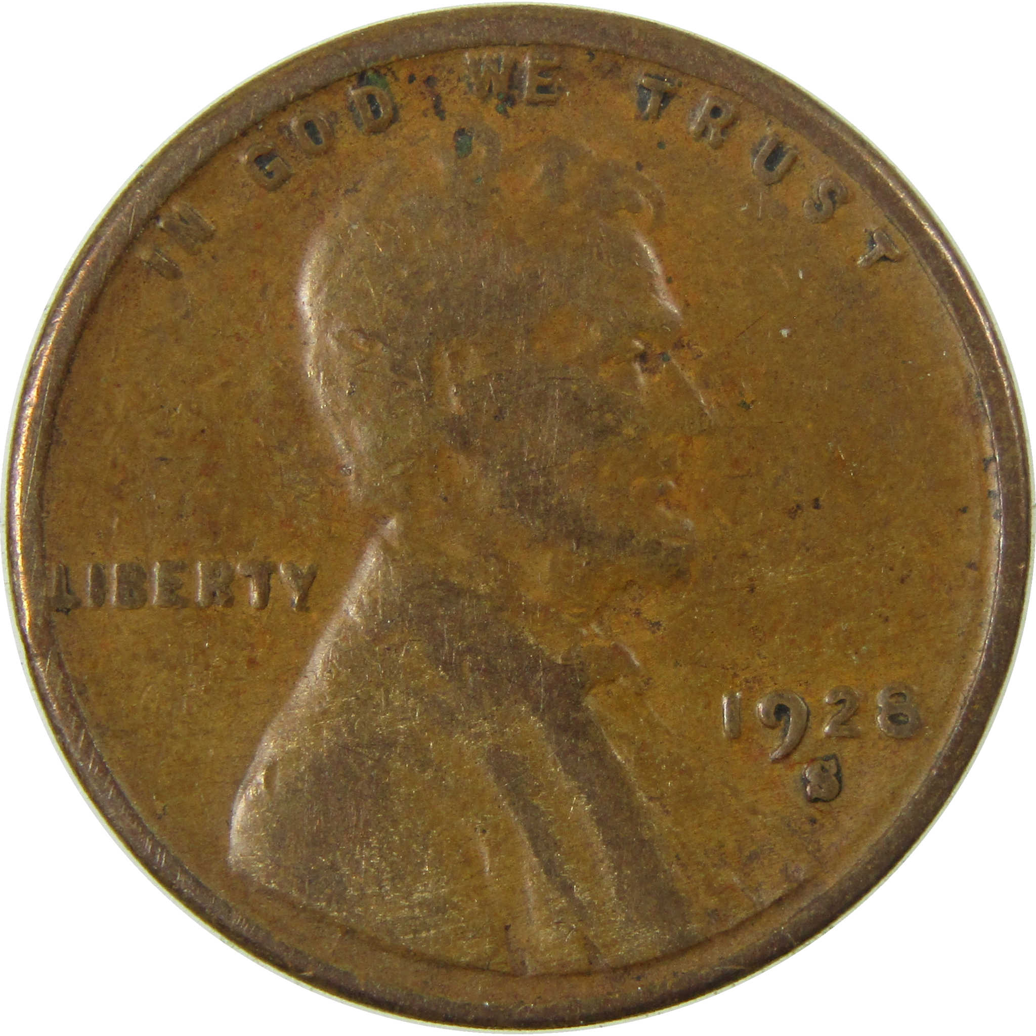 1928 S Lincoln Wheat Cent F Fine Penny 1c Coin Collectible SKU:I27251