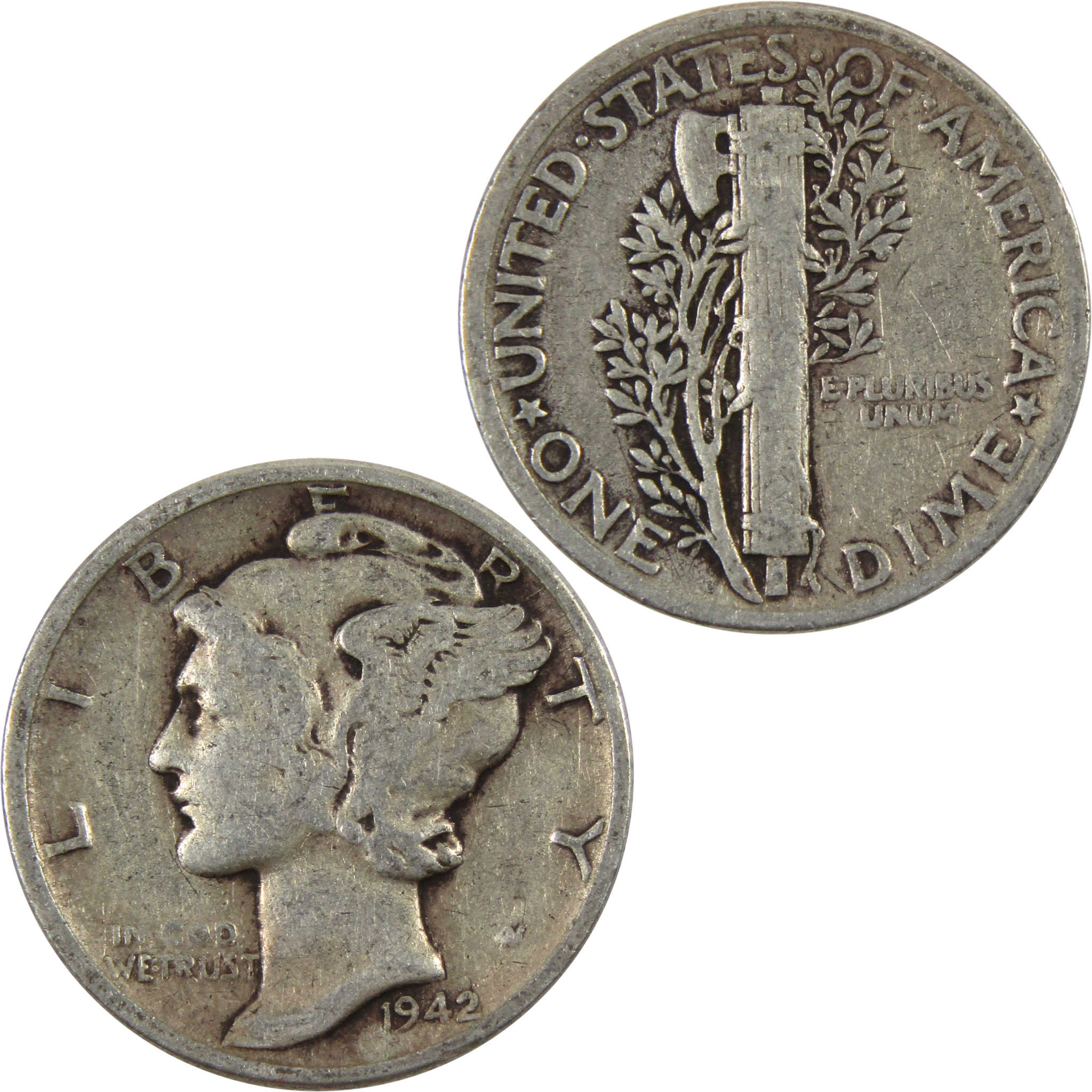 1942 Mercury Dime AG About Good 90% Silver 10c Coin