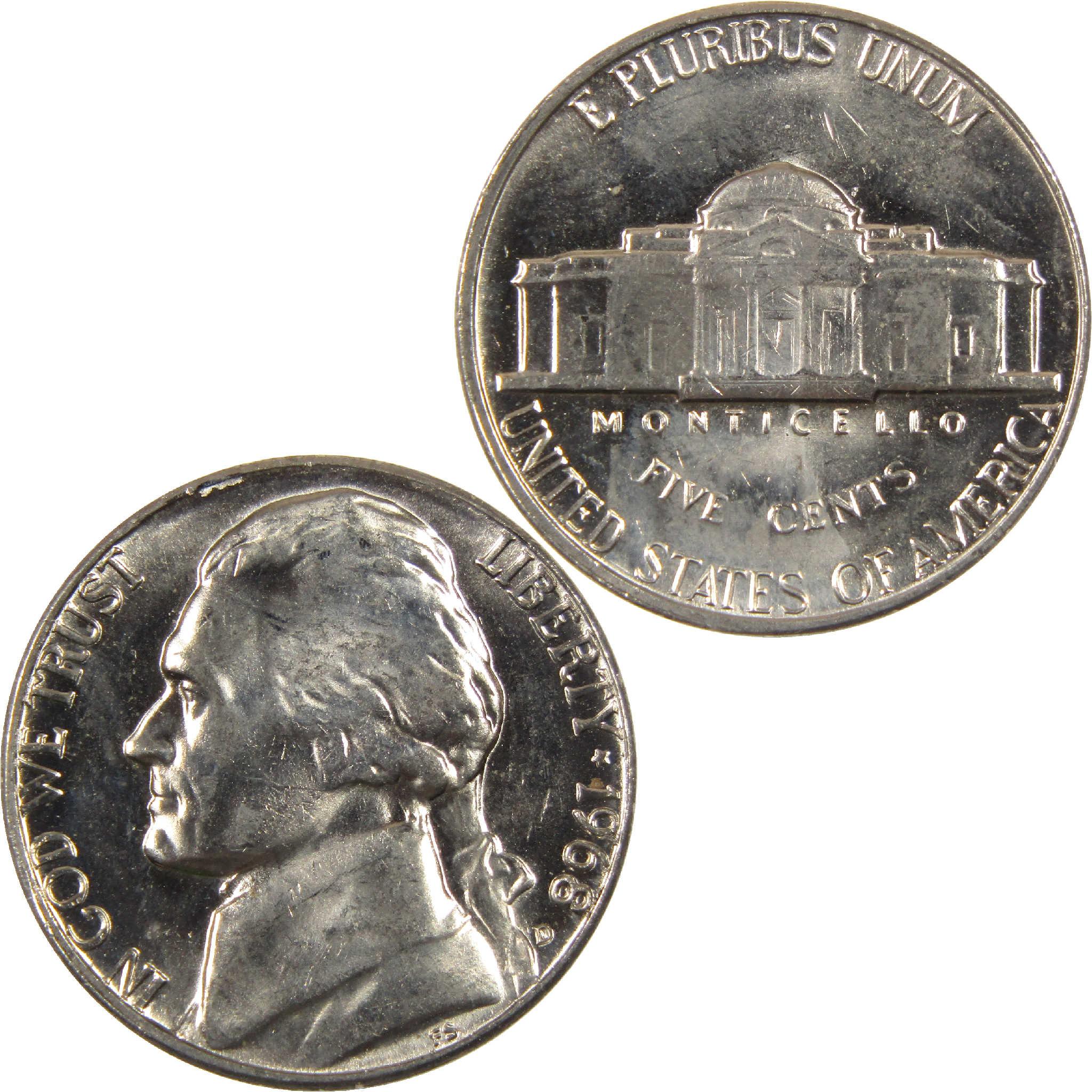 1968 Jefferson nickel, collectible five cent US coin, obverse and reverse views