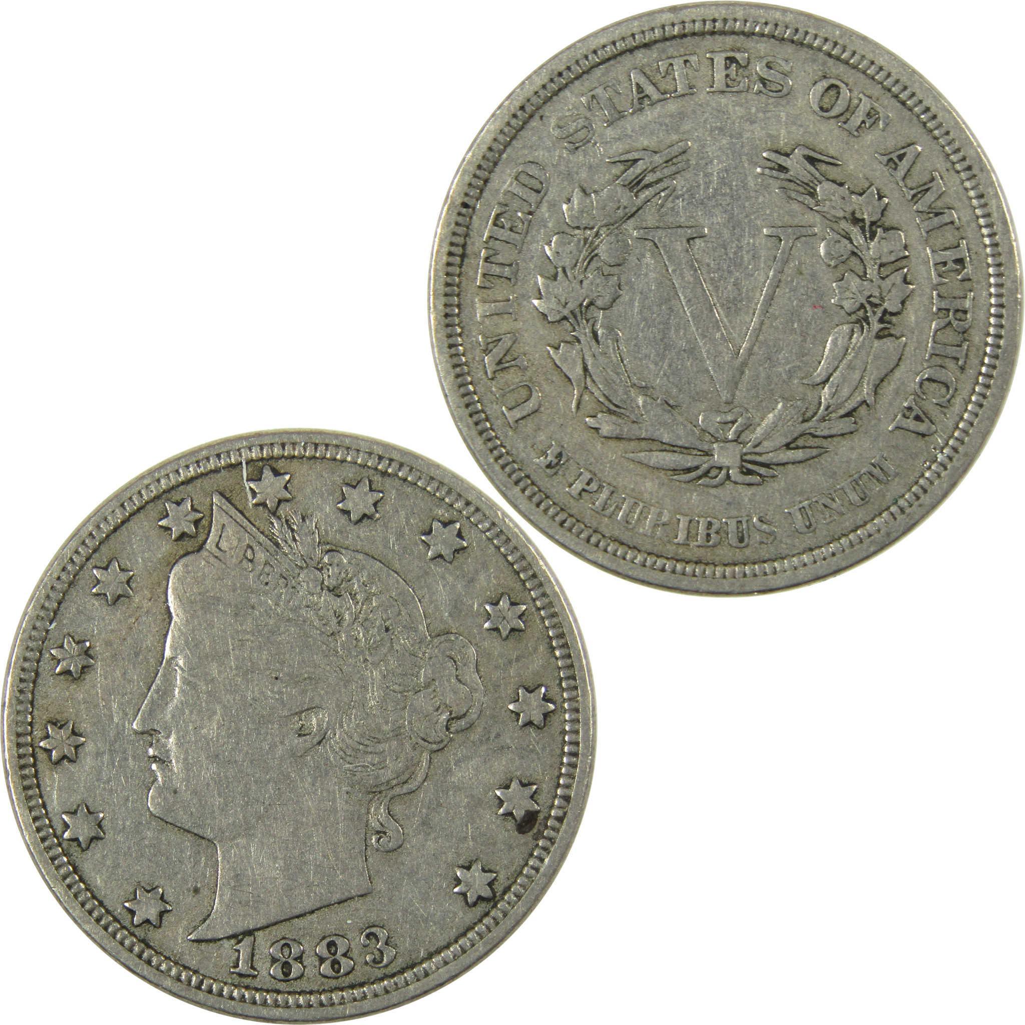 1883 No Cents Liberty Head V Nickel VF Very Fine 5c Coin SKU:I26531