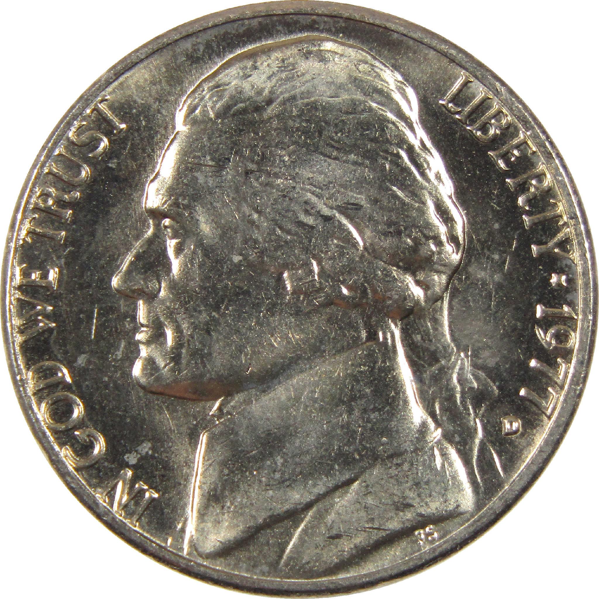 1977 D Jefferson Nickel Uncirculated 5c Coin