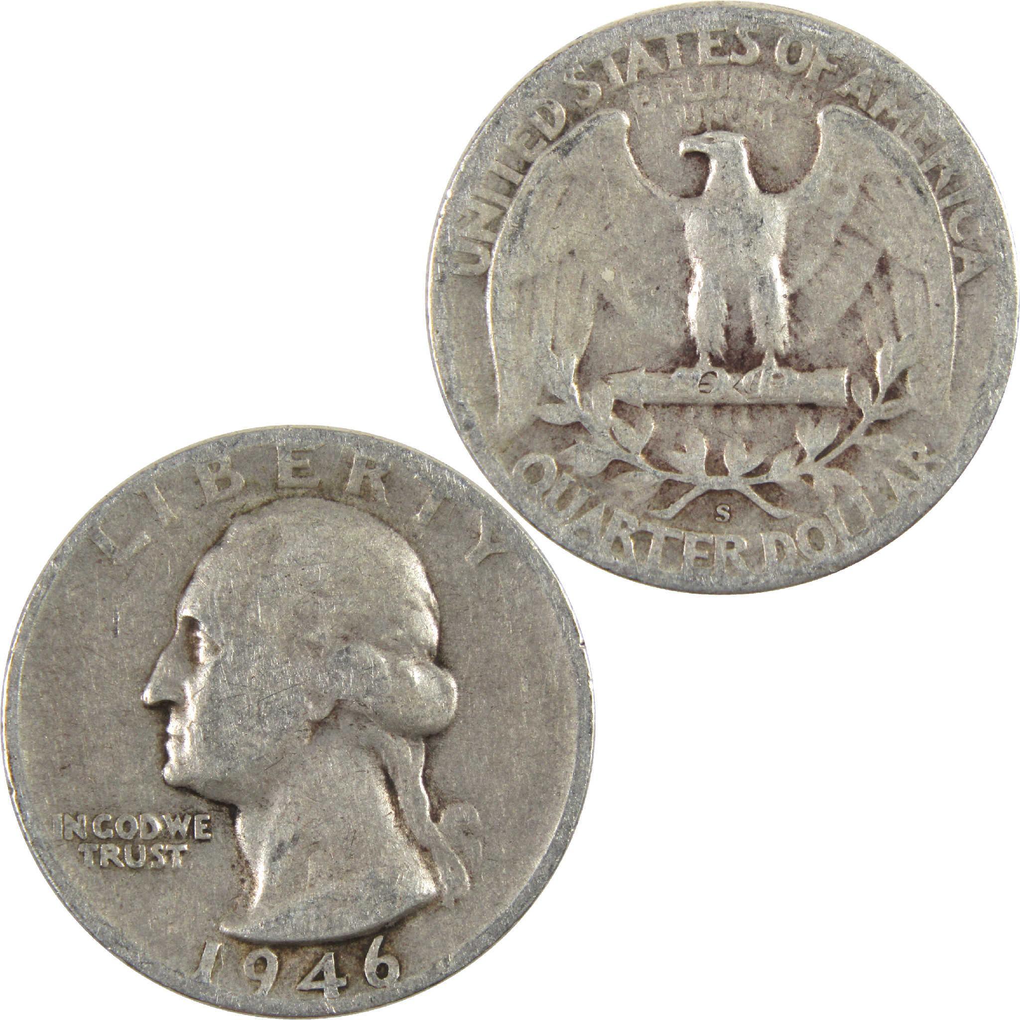1946 S Washington Quarter Circulated Silver 25c Coin Collectible