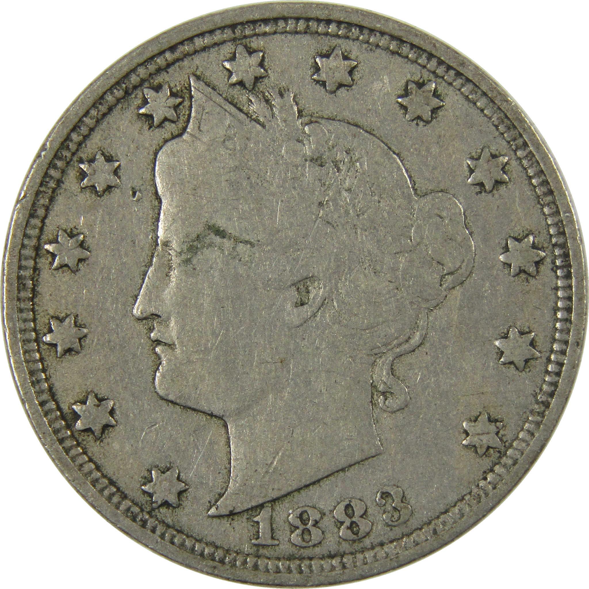 1883 No Cents Liberty Head V Nickel F Fine 5c Coin SKU:I27230