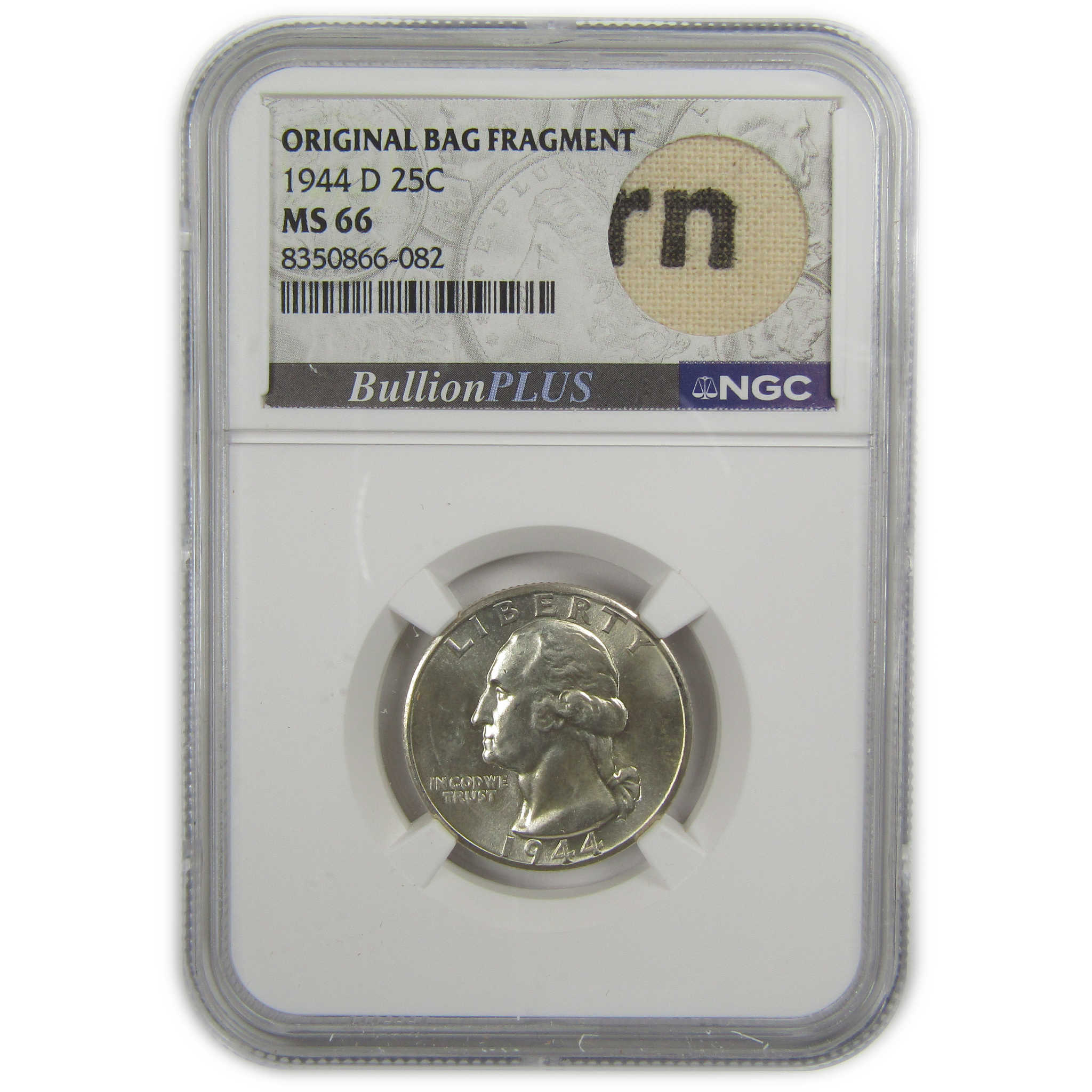 1944 D Washington Quarter MS 66 NGC Silver Bag Fragment SKU:I20504