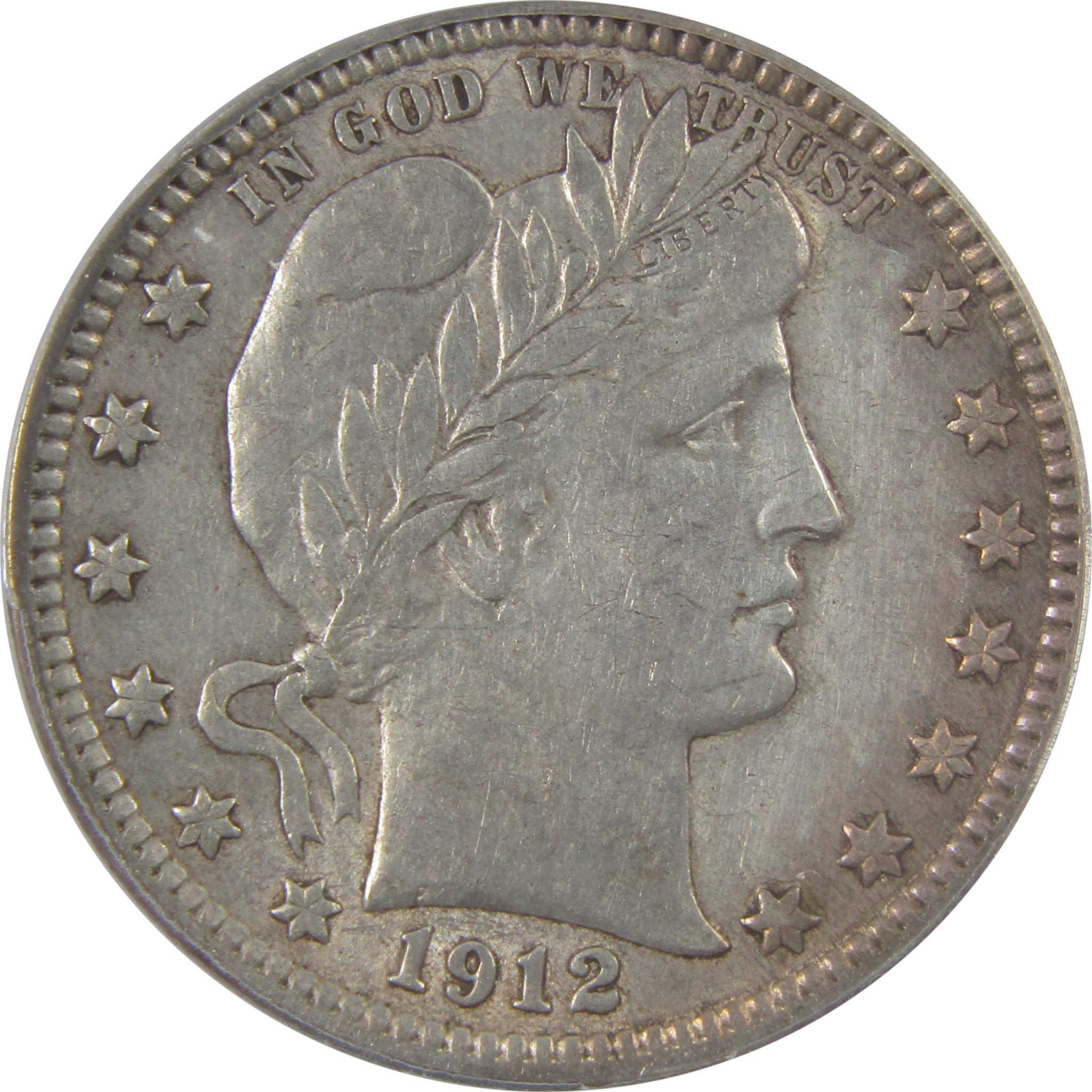 1912 Barber Silver Quarter EF 45 Details ANACS 25c Coin SKU:I24431