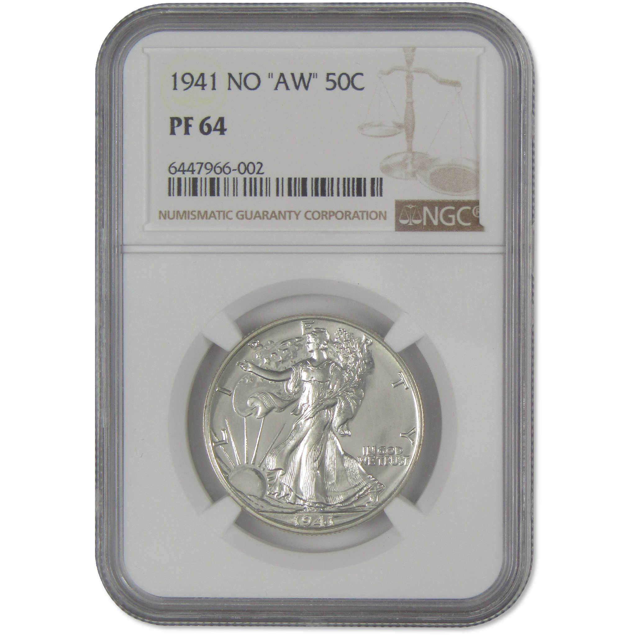 1941 No AW Liberty Walking Half Dollar PF 64 NGC Silver Proof 50c Coin