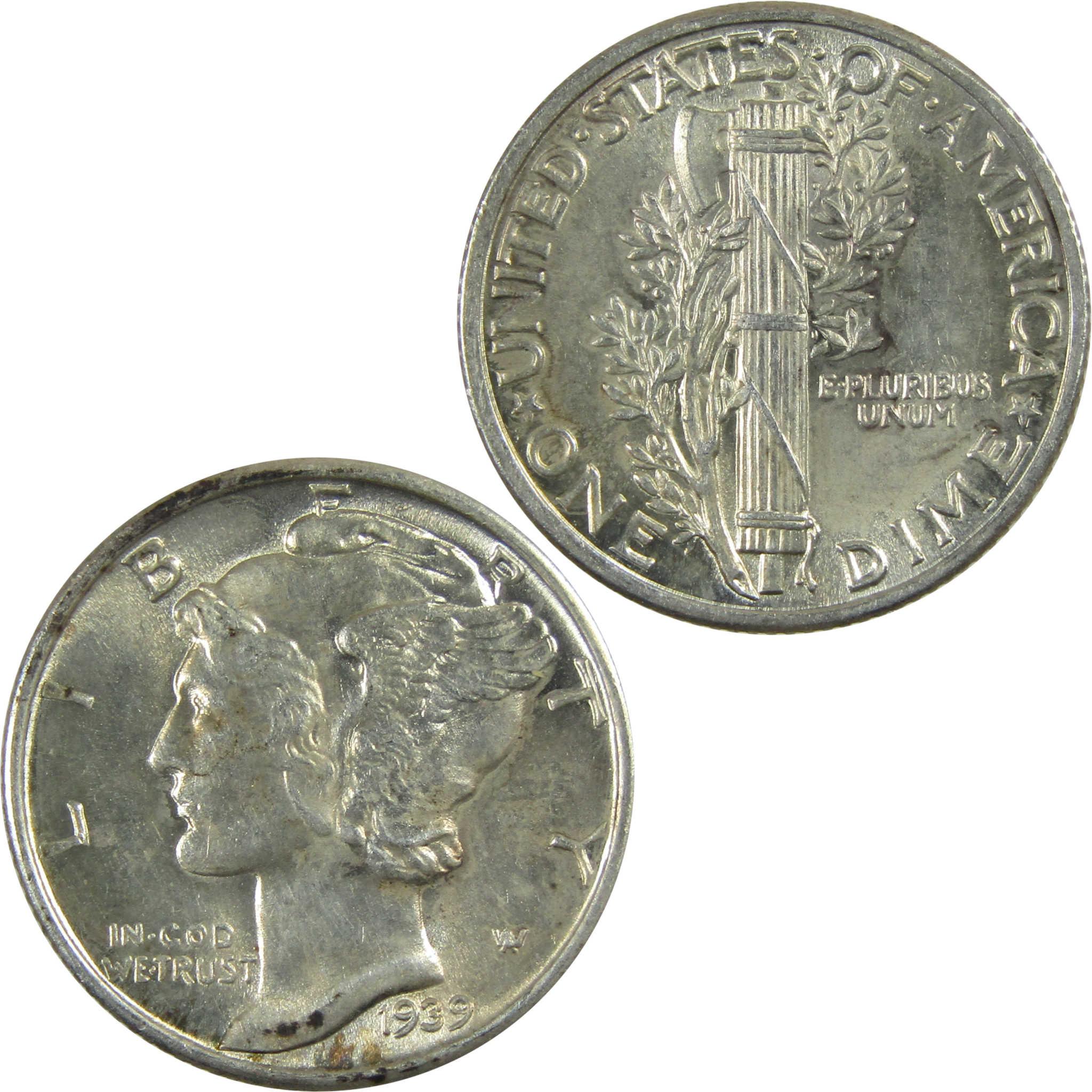 1939 Mercury Silver Dime AU About Uncirculated 10c Coin SKU:CP347