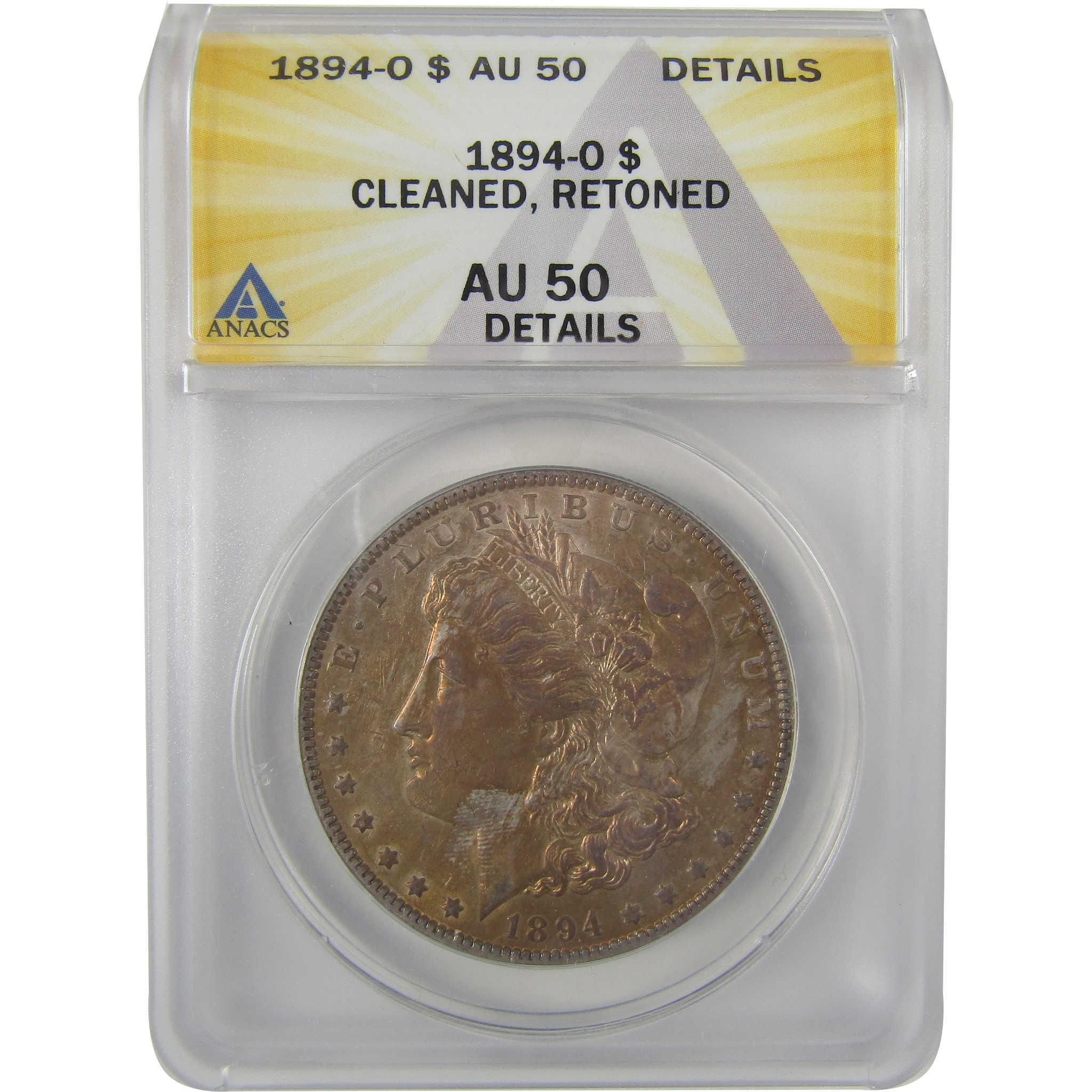 1894 O Morgan Dollar AU 50 Details ANACS Silver $1 Coin SKU:I19346 - Morgan coin - Morgan silver dollar - Morgan silver dollar for sale - Profile Coins & Collectibles