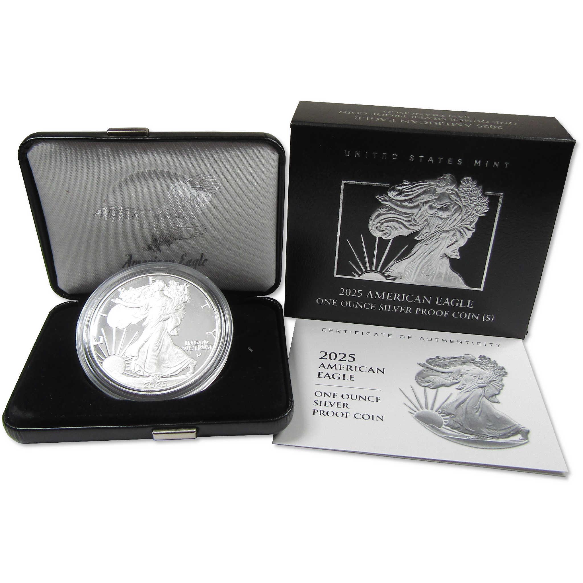 2025 S American Silver Eagle Bullion Proof $1 Coin Collectible OGP COA