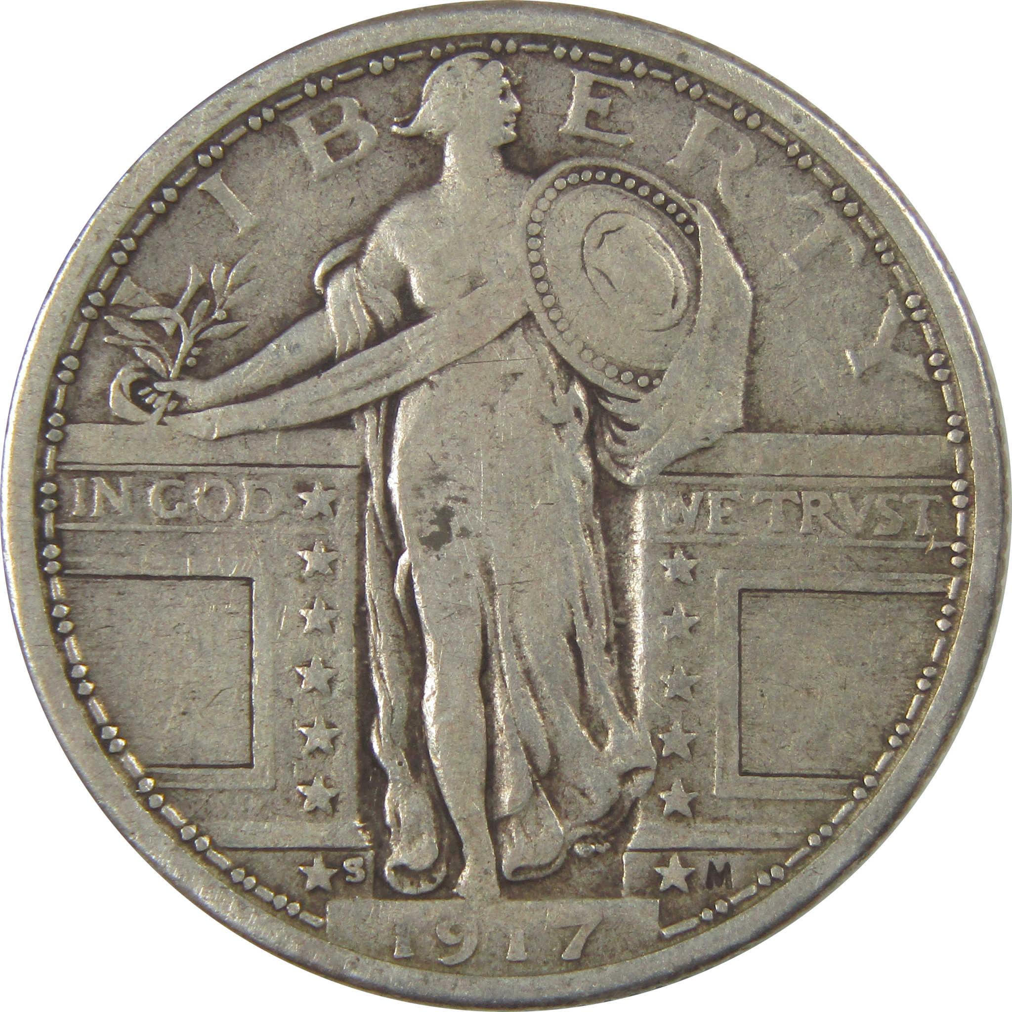 1917 S Type 1 Standing Liberty Quarter VF Very Fine Silver SKU:I22380
