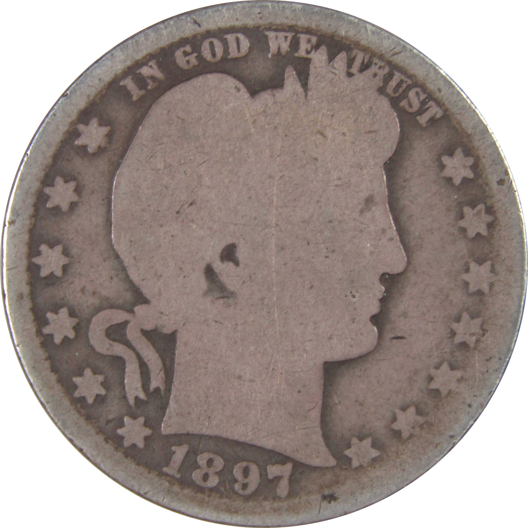 1897 O Barber Quarter AG About Good Silver 25c Coin SKU:I17624