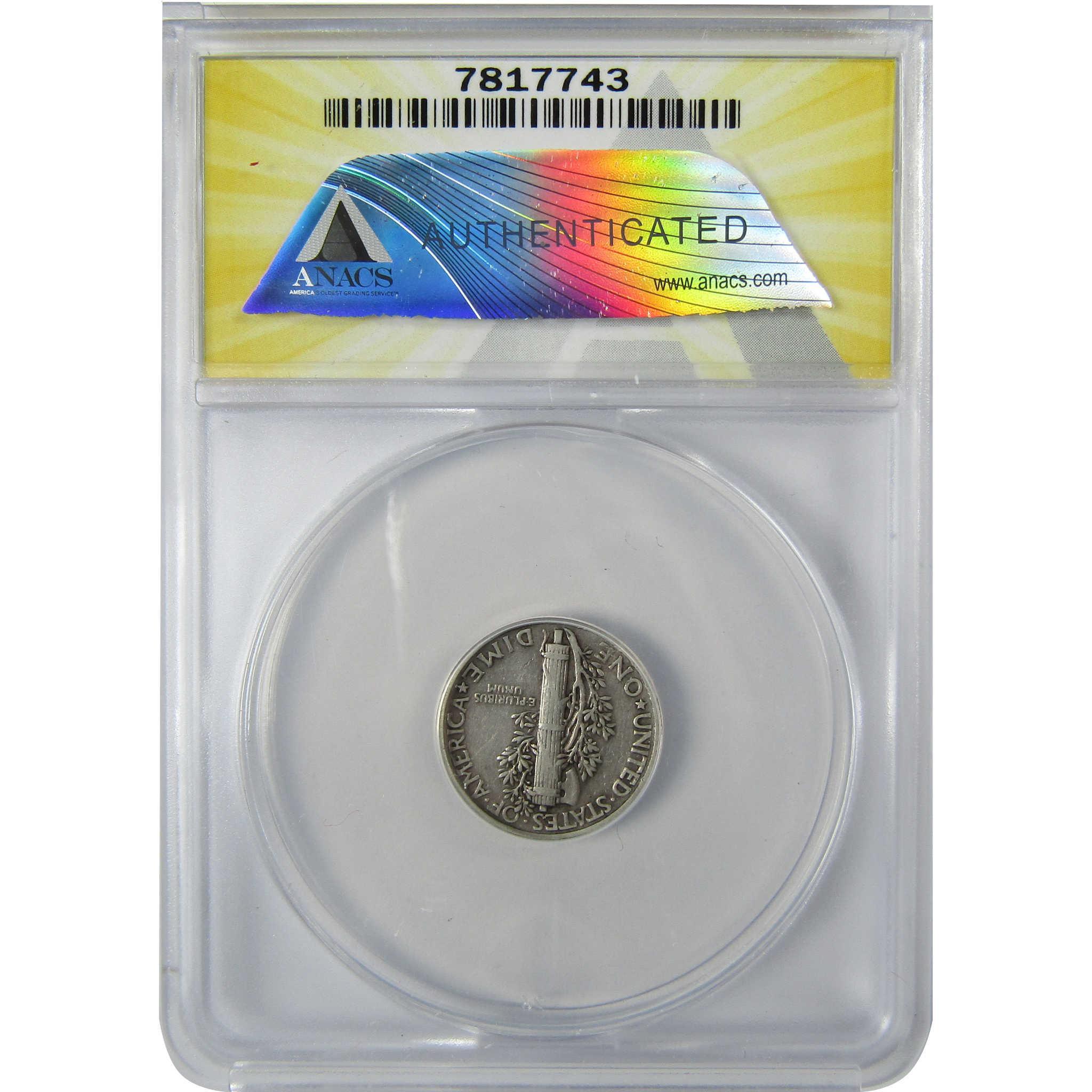 1942/1 Mercury Silver Dime VF 35 Details ANACS 10c Coin SKU:CP766