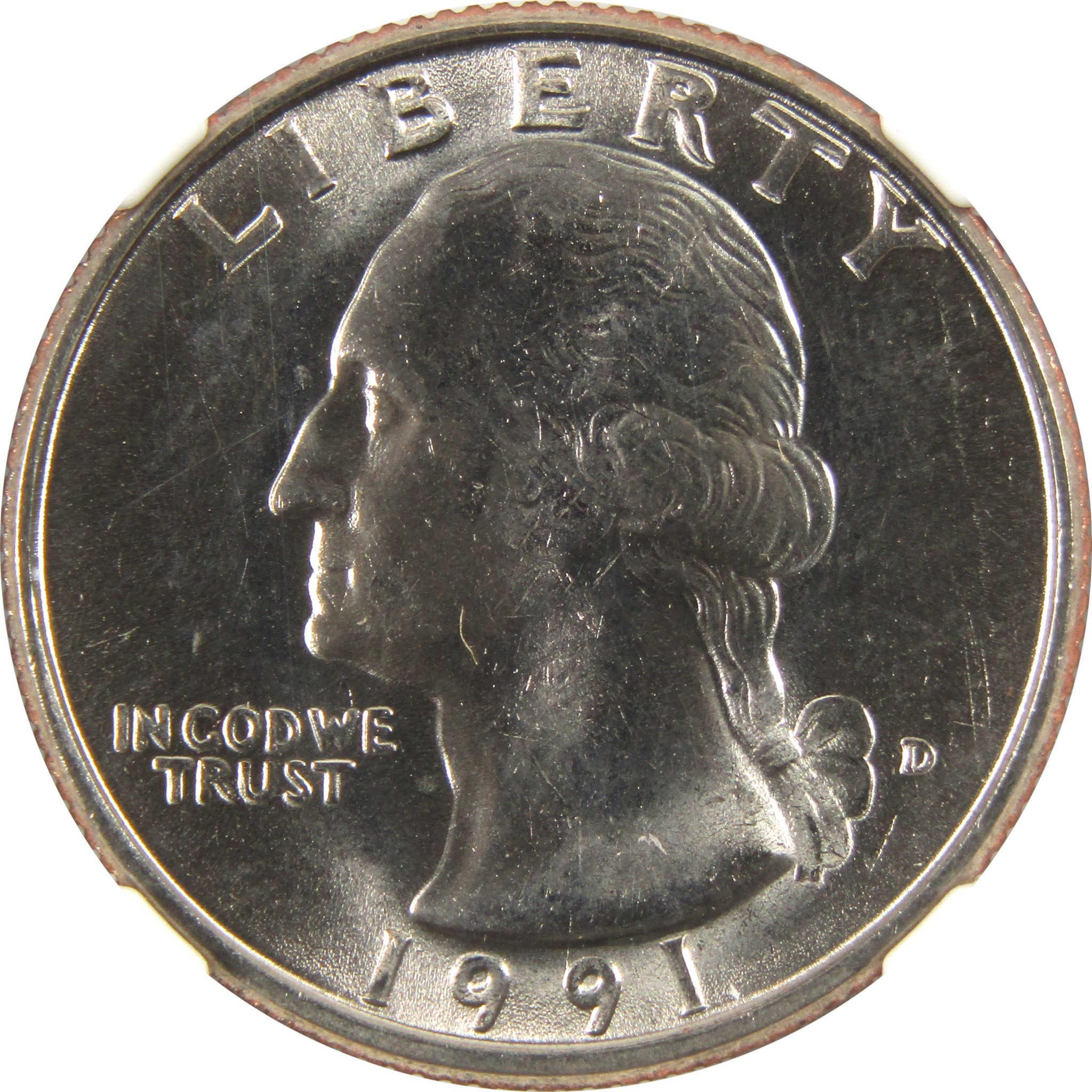 1991 D Washington Quarter MS 66 NGC Clad 25c Uncirculated SKU:I9517
