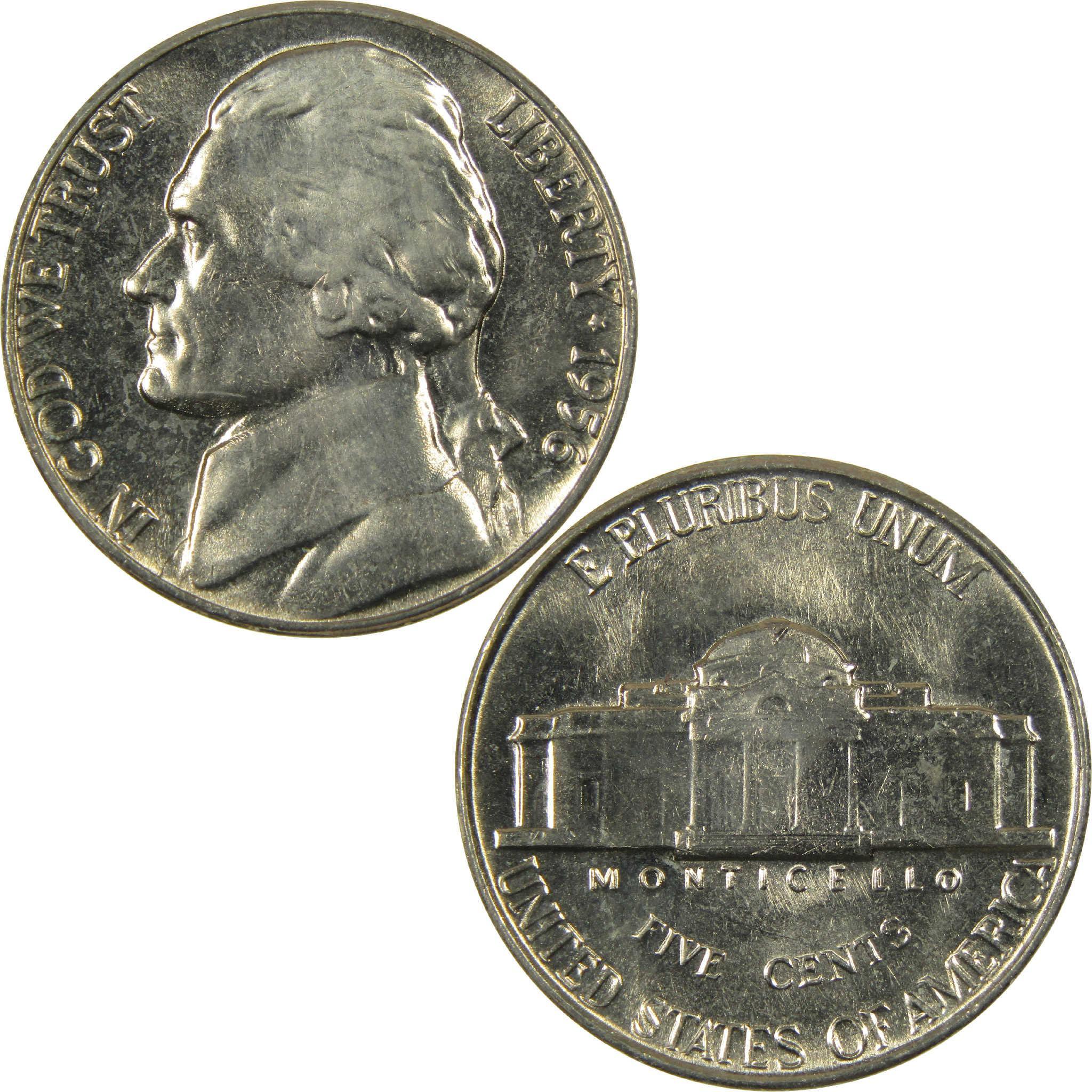1956 Jefferson Nickel Uncirculated Mint State 5c Coin Collectible
