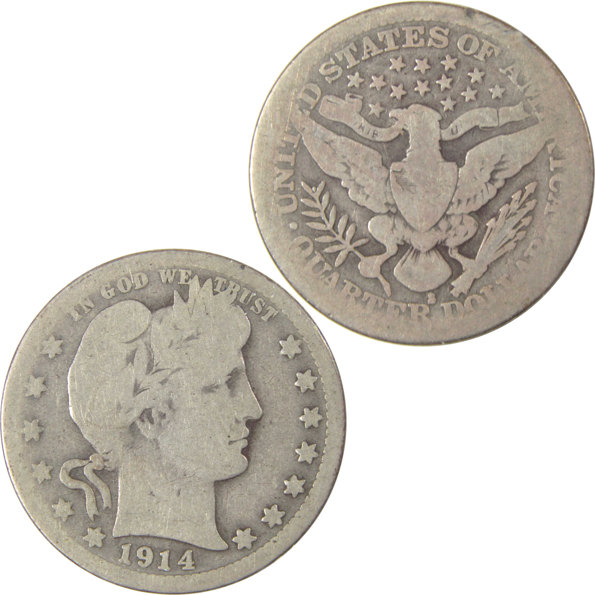 1914 S Barber Quarter AG About Good Silver 25c Coin SKU:I17006