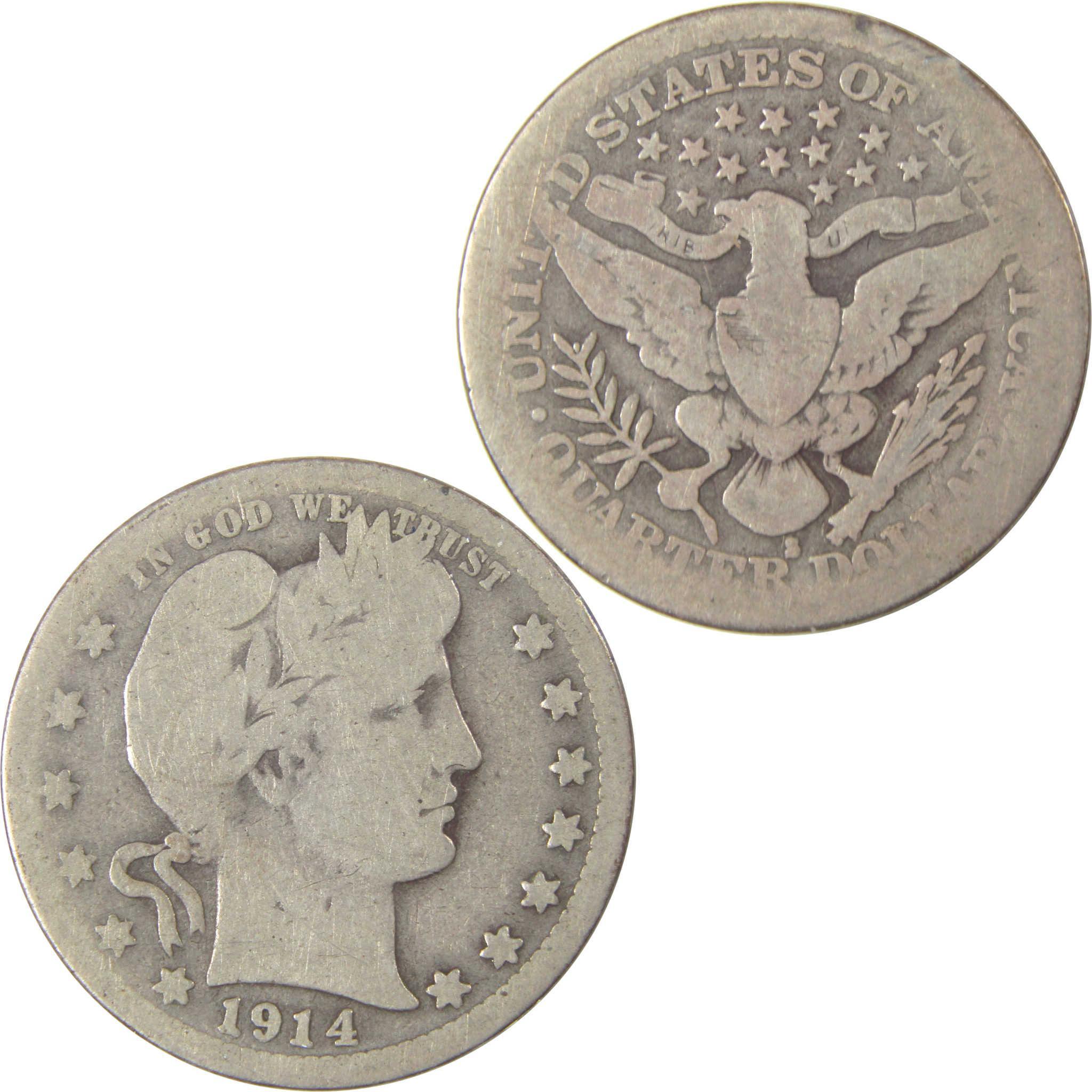 1914 S Barber Quarter AG About Good Silver 25c Coin SKU:I17006
