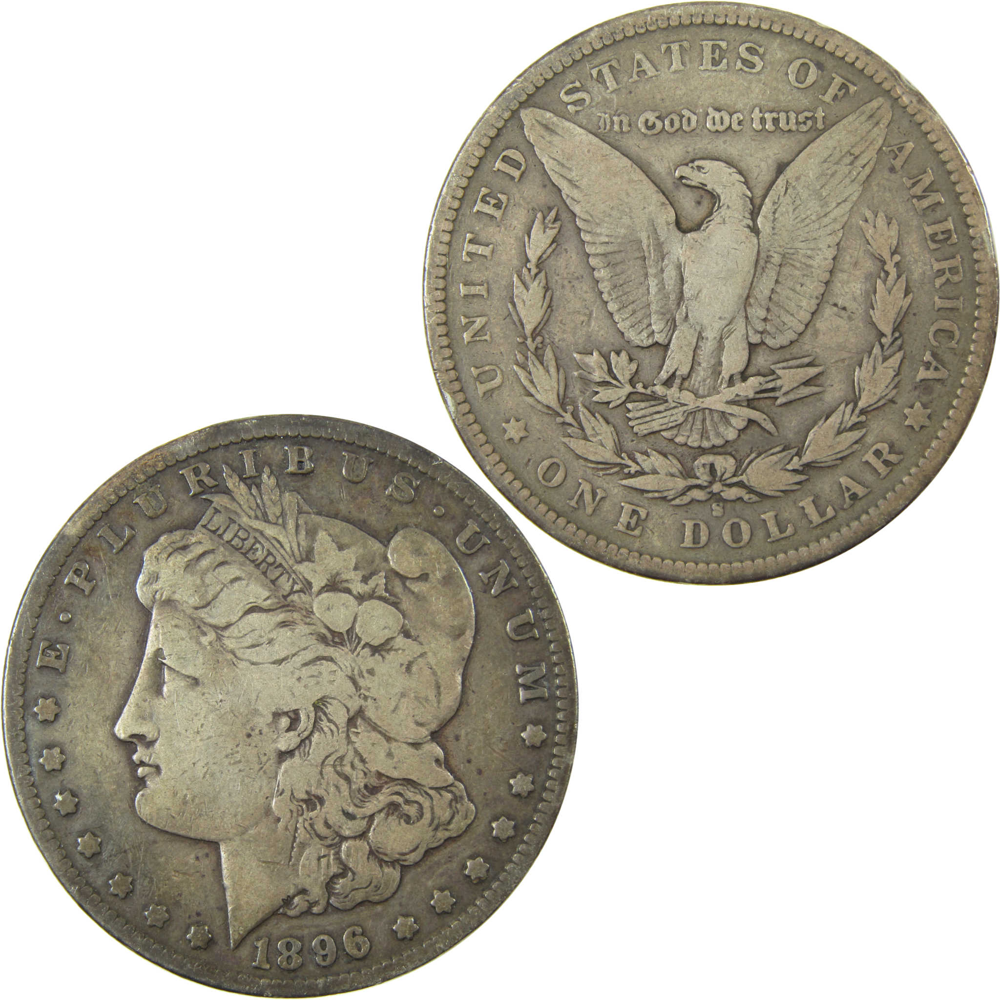1896 S Morgan Silver Dollar VG Very Good $1 Coin SKU:CP1638