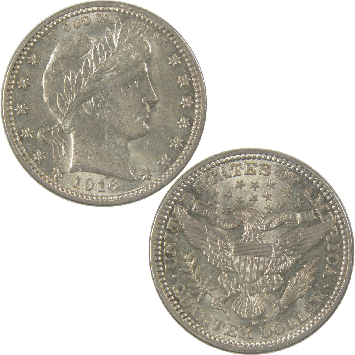 1916 D Barber Silver Quarter Borderline Uncirculated 25c Coin