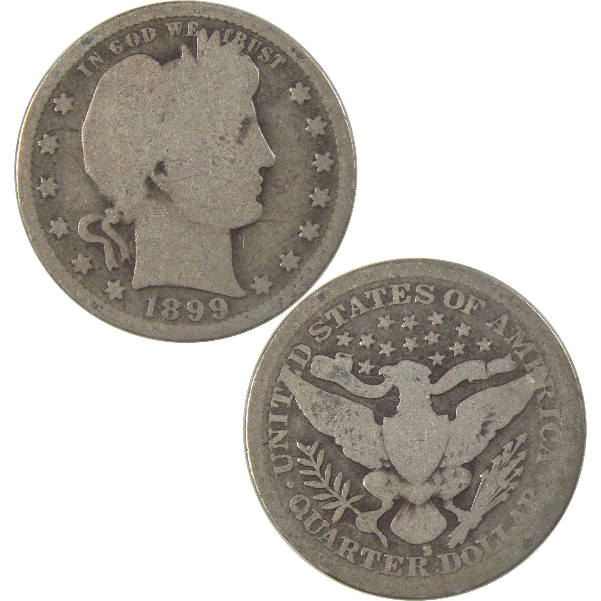 1899 S Barber Silver Quarter Circulated 25c Coin Collectible