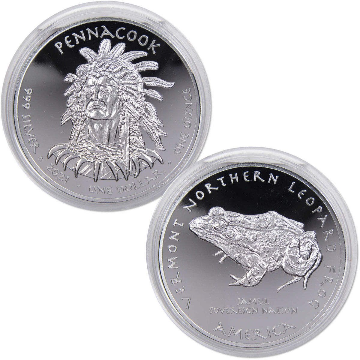 2021 Native American Jamul Pennacook Northern Leopard Frog 1 oz Silver