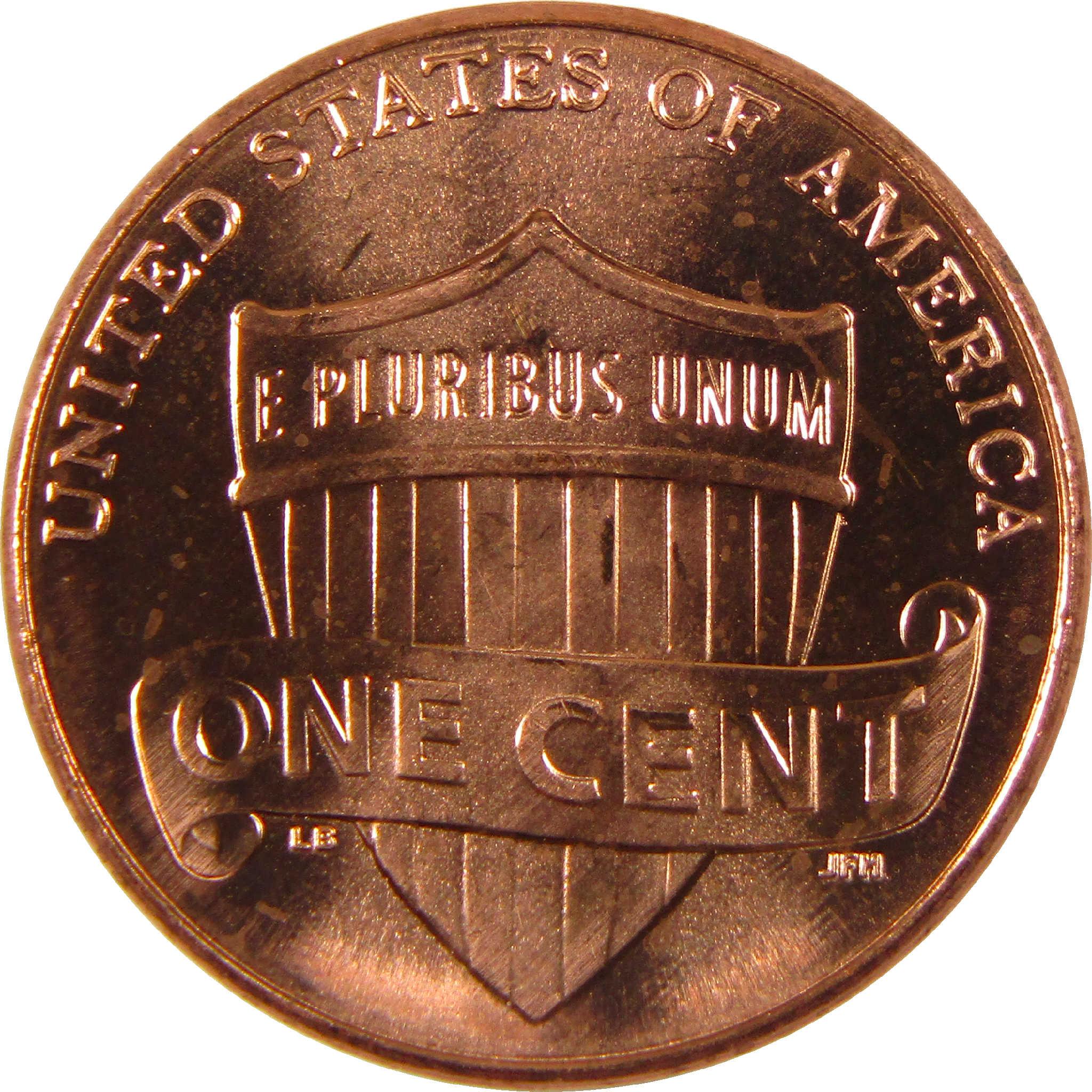 United States one cent coin reverse with shield design and E Pluribus Unum text