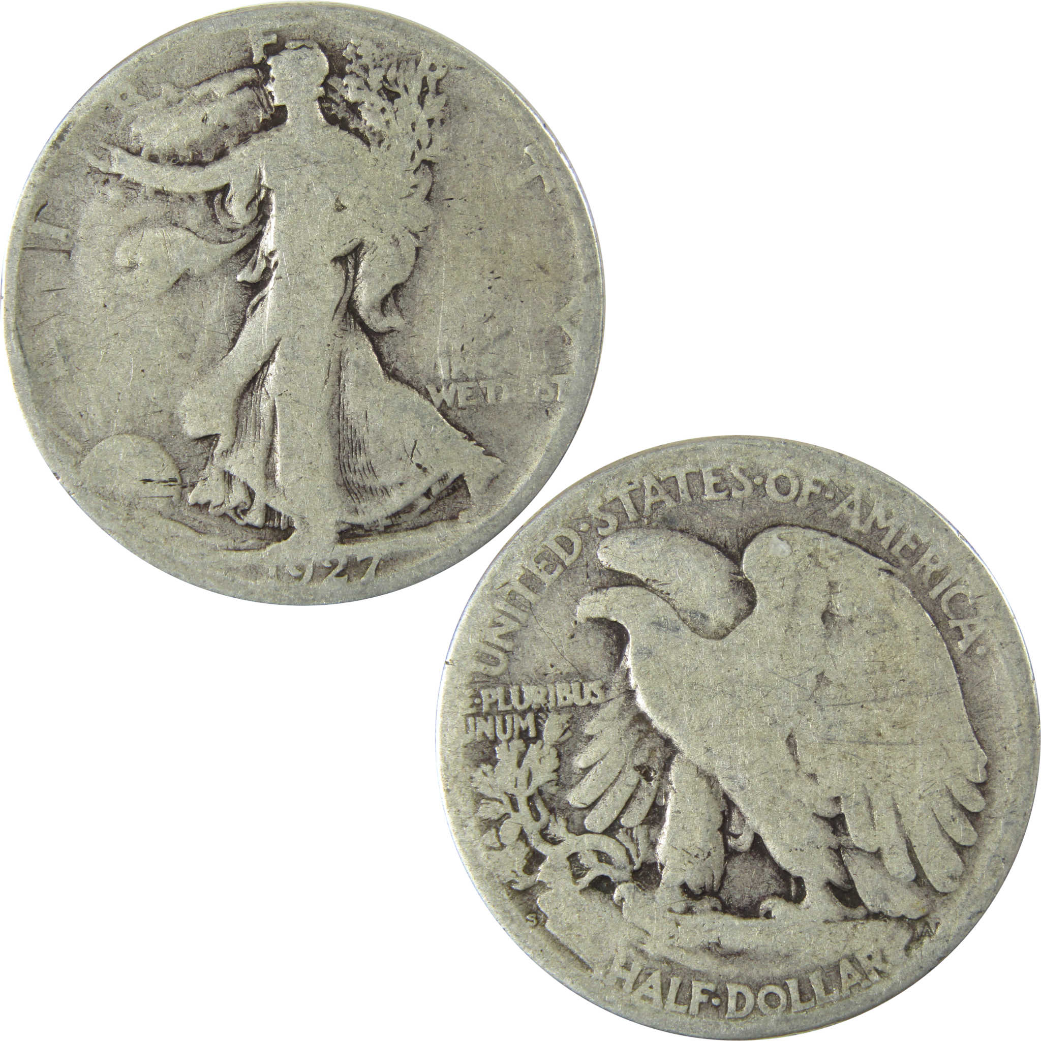 1927 S Liberty Walking Silver Half Dollar AG About Good SKU:CP512