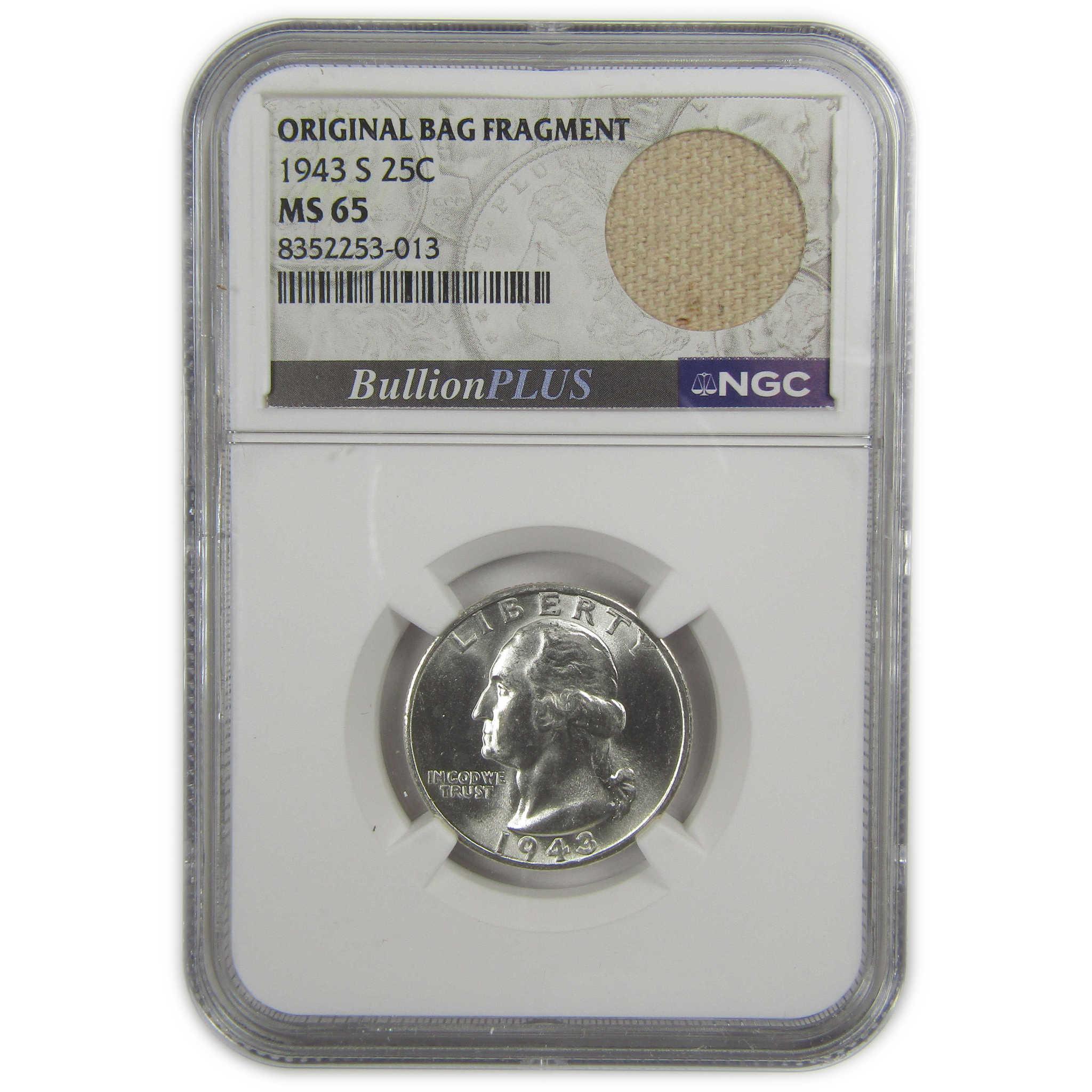 1943 S Washington Quarter MS 65 NGC Silver Bag Fragment SKU:I20619