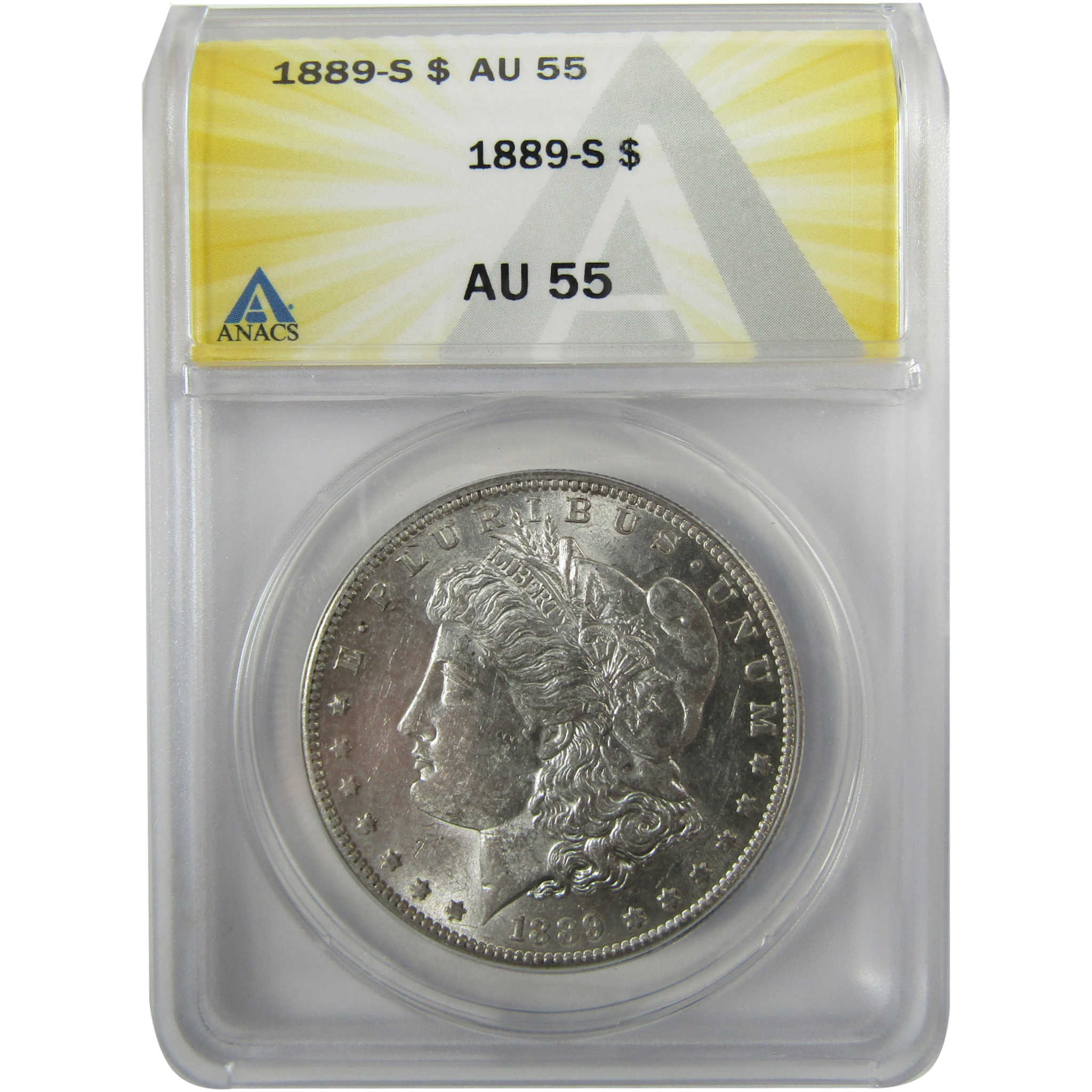 1889 S Morgan Silver Dollar AU 55 ANACS $1 Coin Collectible SKU:I28019