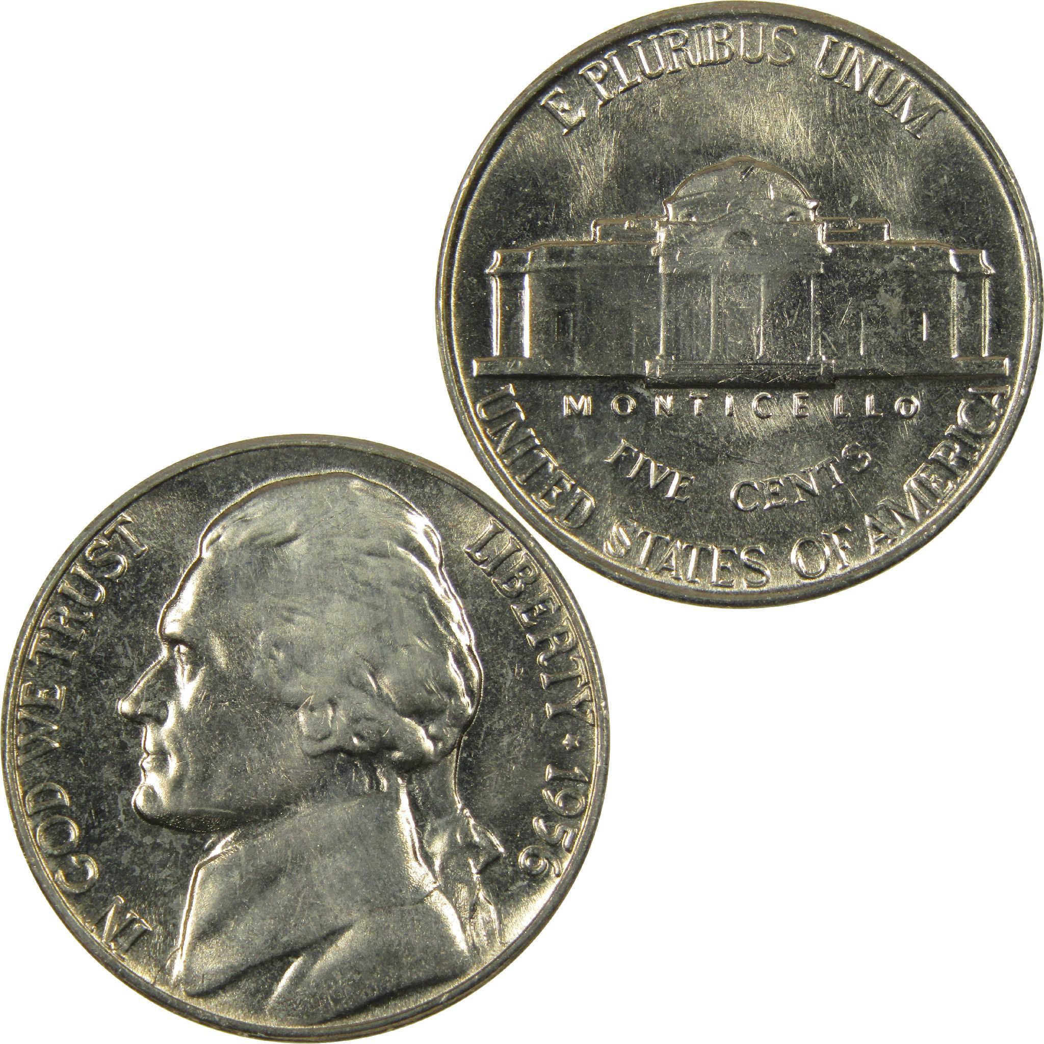 1956 Jefferson Nickel Uncirculated Mint State 5c Coin Collectible