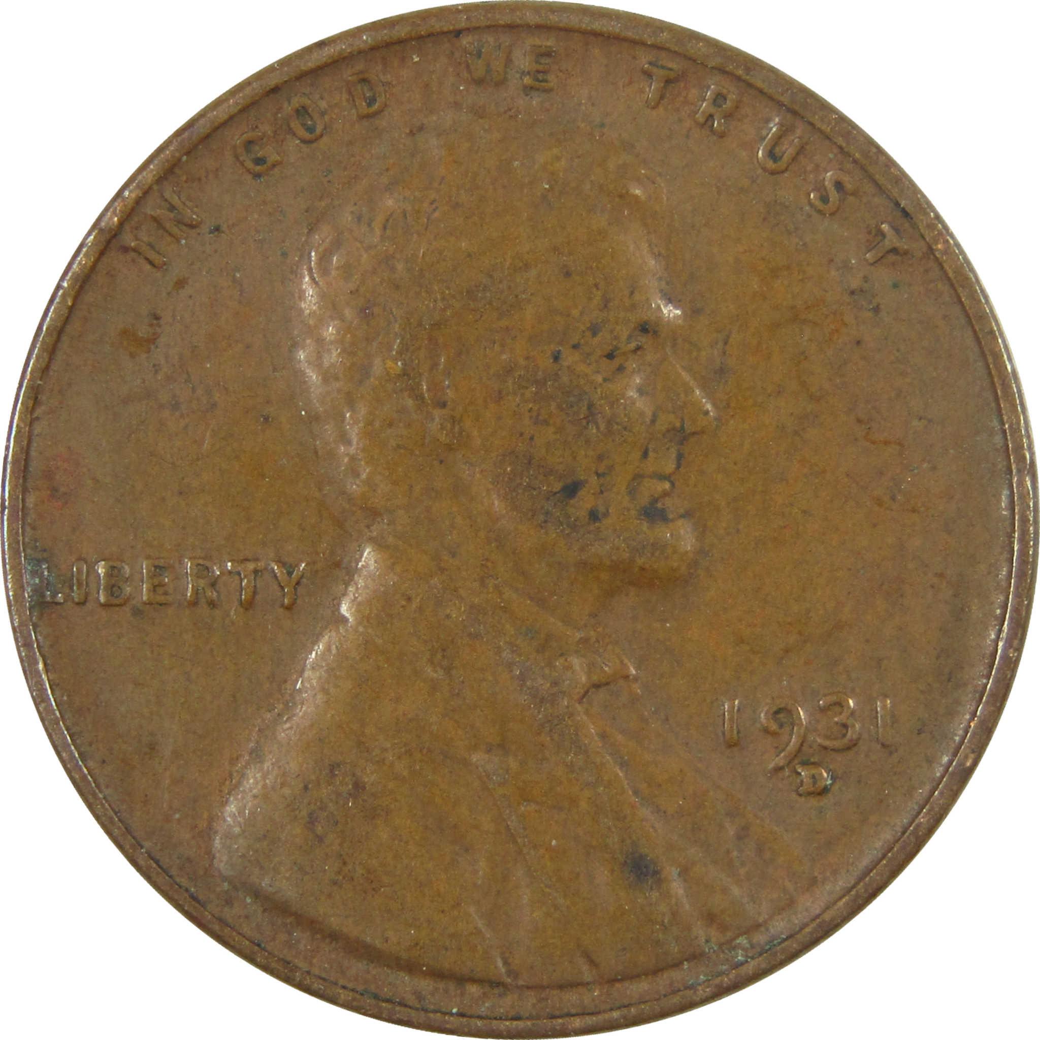 1931 D Lincoln Wheat Cent VF Very Fine Penny 1c Coin SKU:I26802