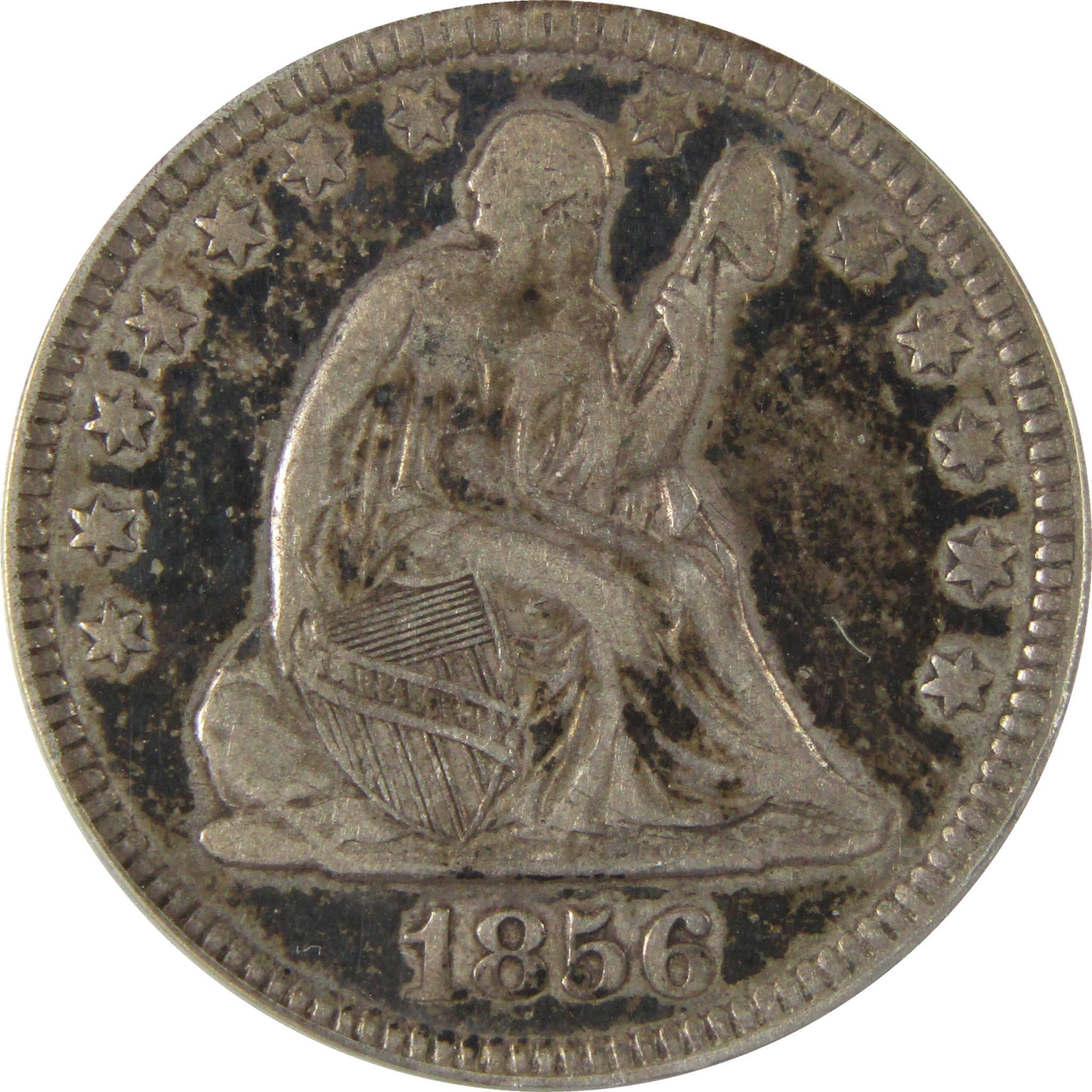 1856 Seated Liberty Silver Quarter VF 30 ANACS 25c Coin SKU:I28041
