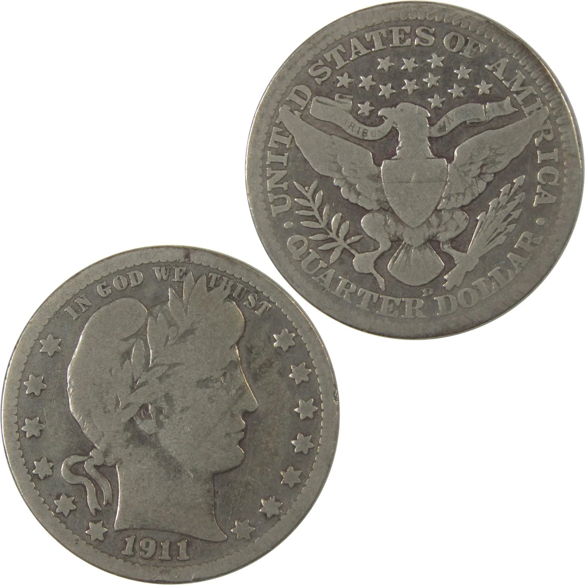 1911 D Barber Silver Quarter VG Very Good 25c Coin SKU:I25151