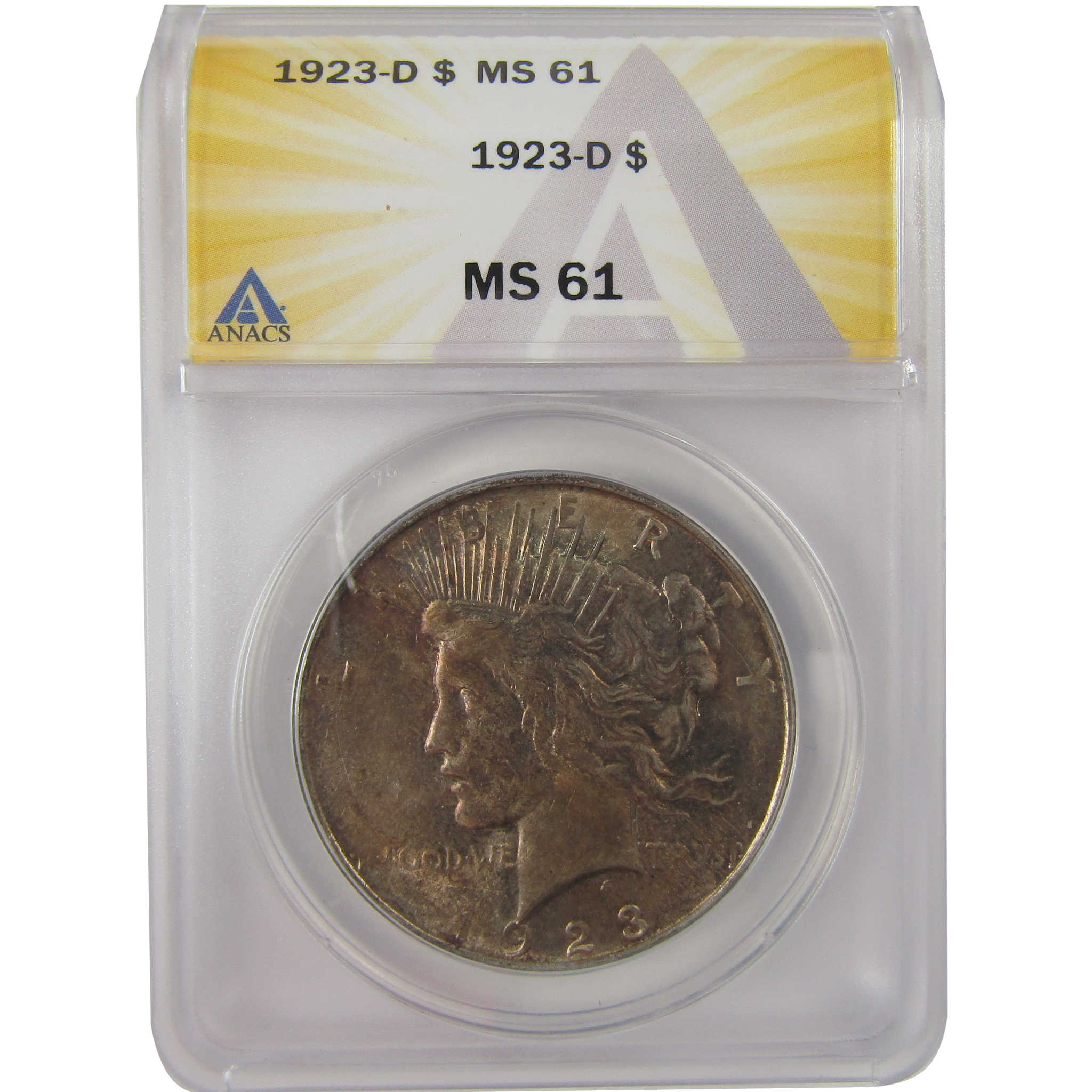 1923 D Peace Dollar MS 61 ANACS Silver Uncirculated $1 Coin SKU:I20917