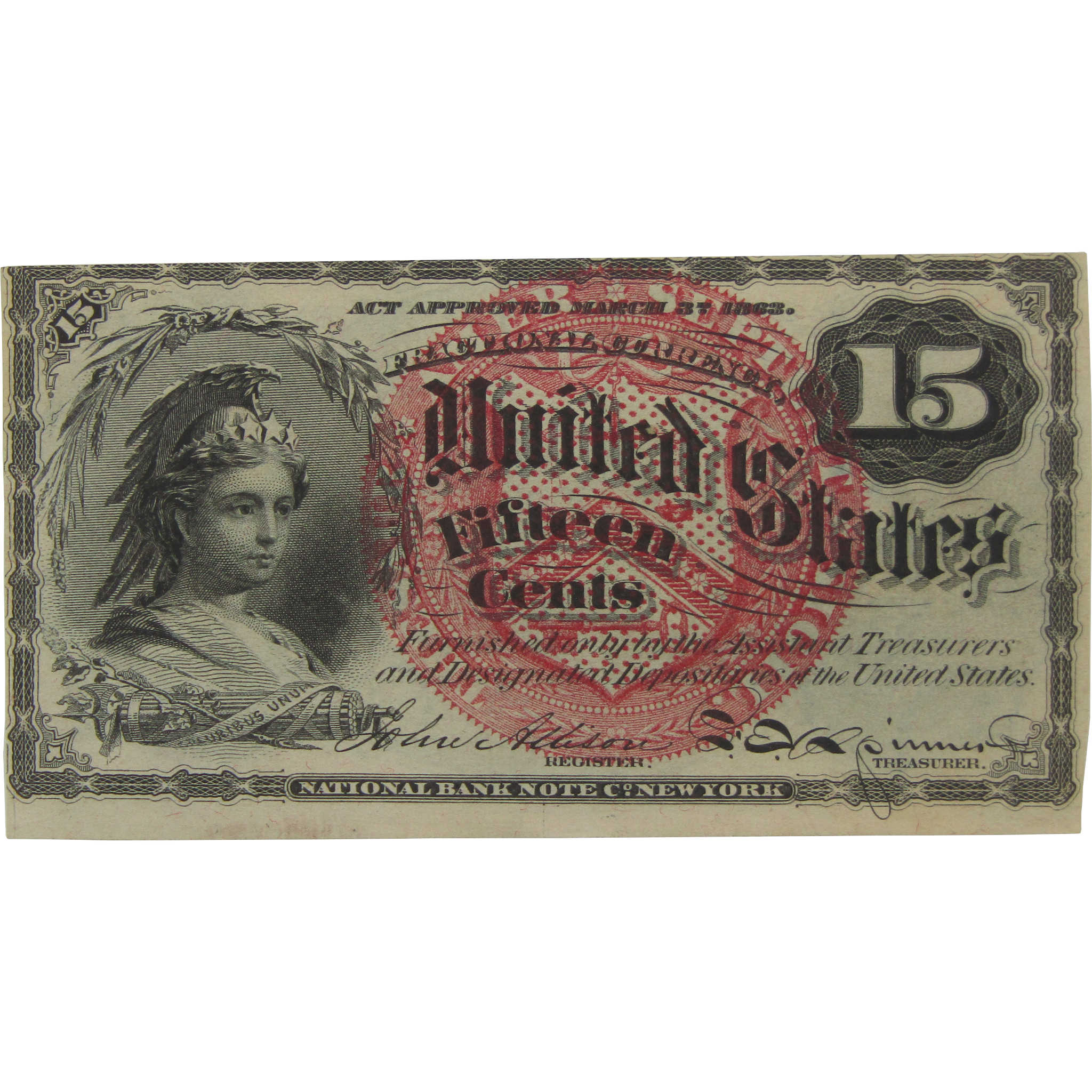 15c Fractional Note Fourth Issue Fr 1269 CU Crisp Uncirculated
